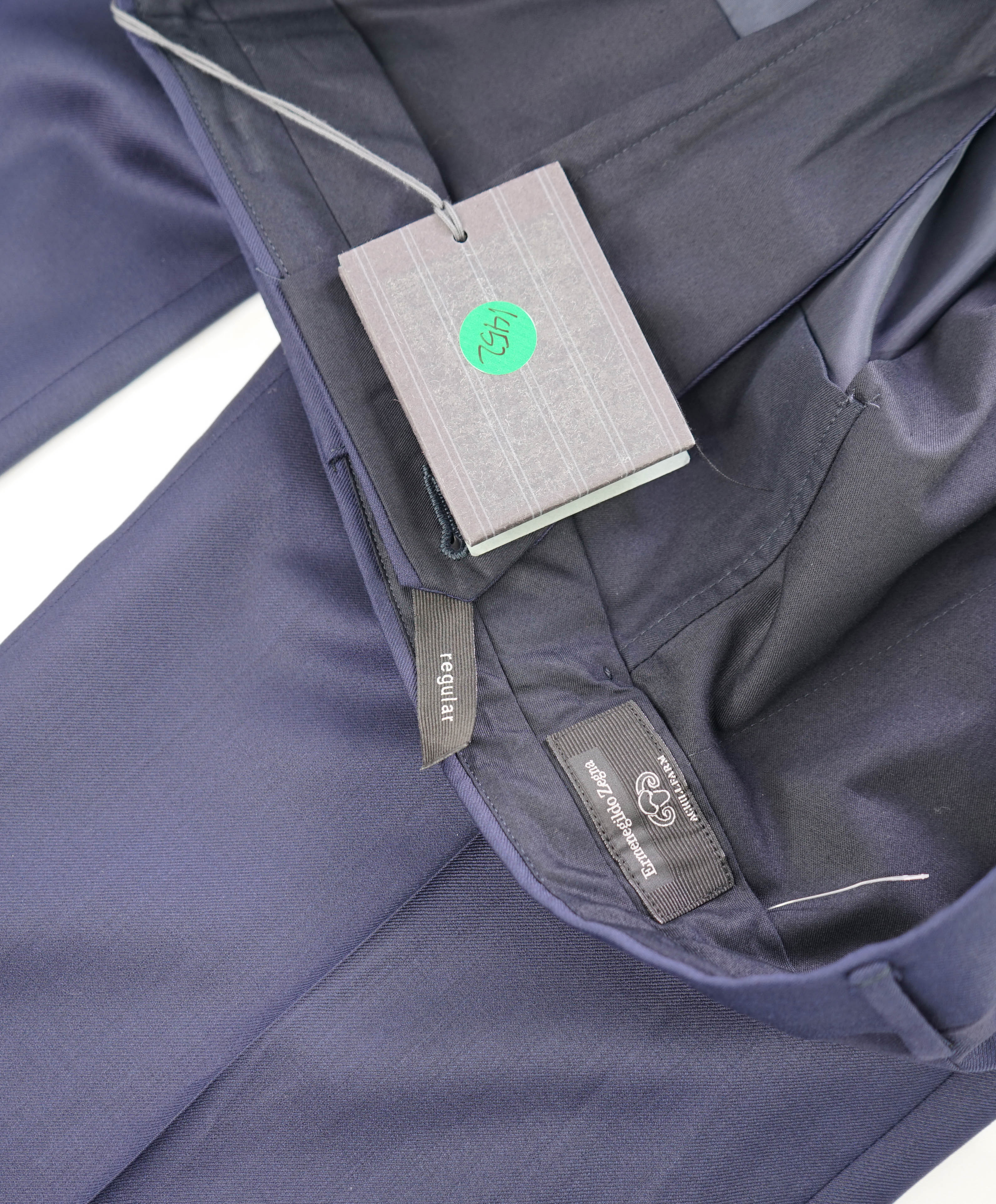 $795 ERMENEGILDO ZEGNA - Blue SILK “ACHILLFARM" Flat Front Trousers- 40W