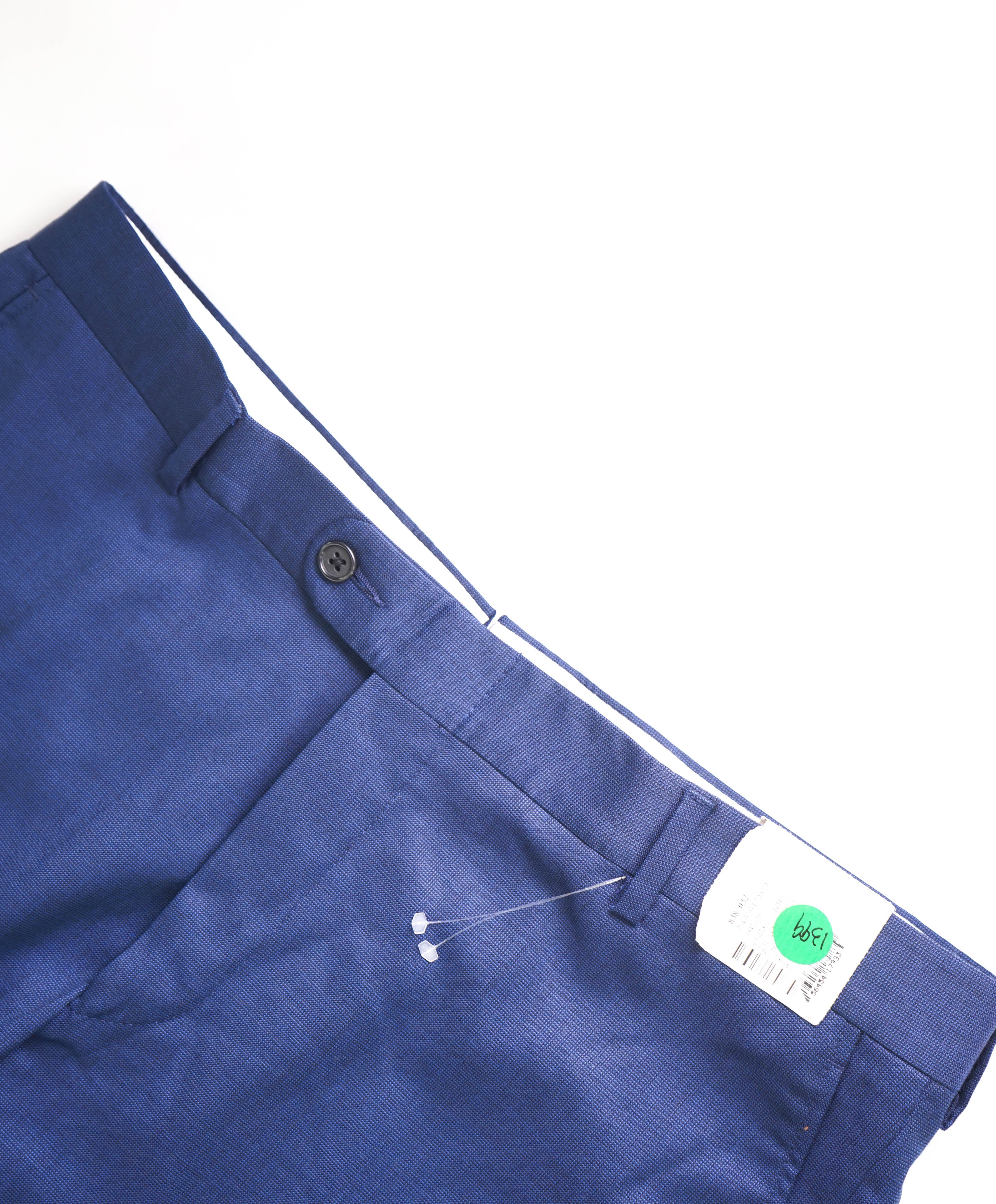 HICKEY FREEMAN - Blue Pindot Wool Flat Front Dress Pants - 44W