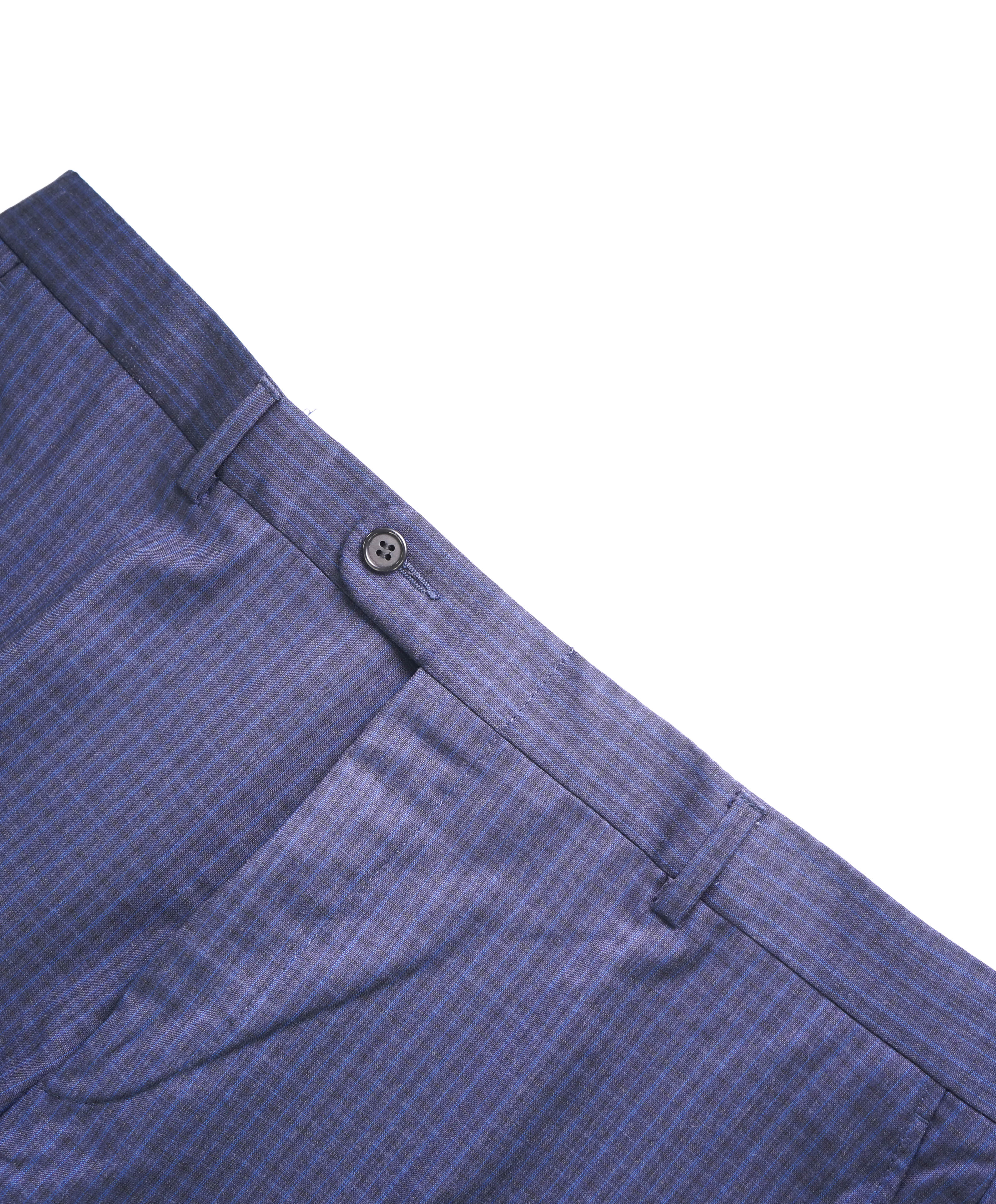HICKEY FREEMAN - Blue & Cobalt Check Wool Flat Front Dress Pants - 36W