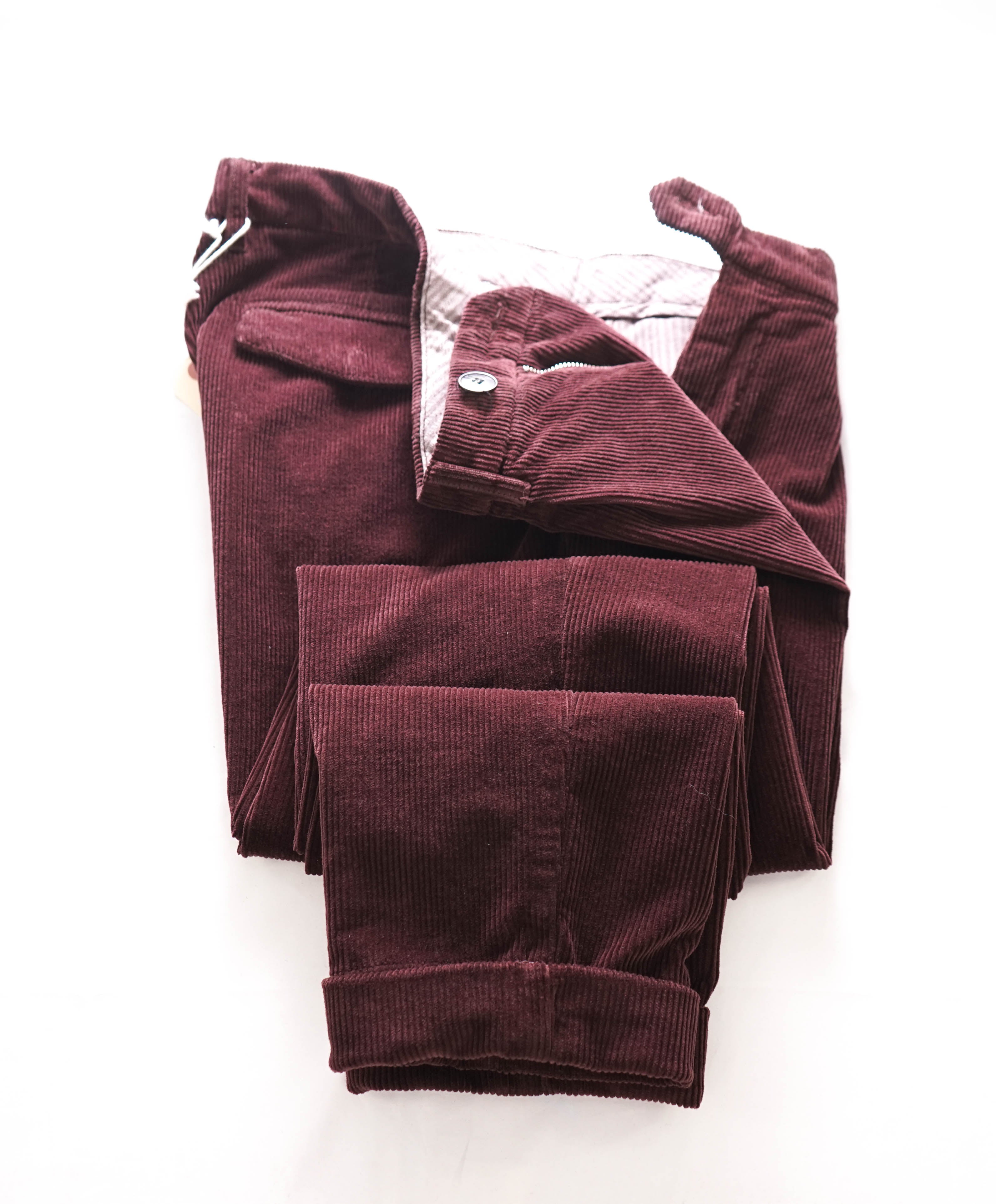 $345 ELEVENTY - Burgundy Brown Corduroy Chino Casual/Slim Pants- 33W