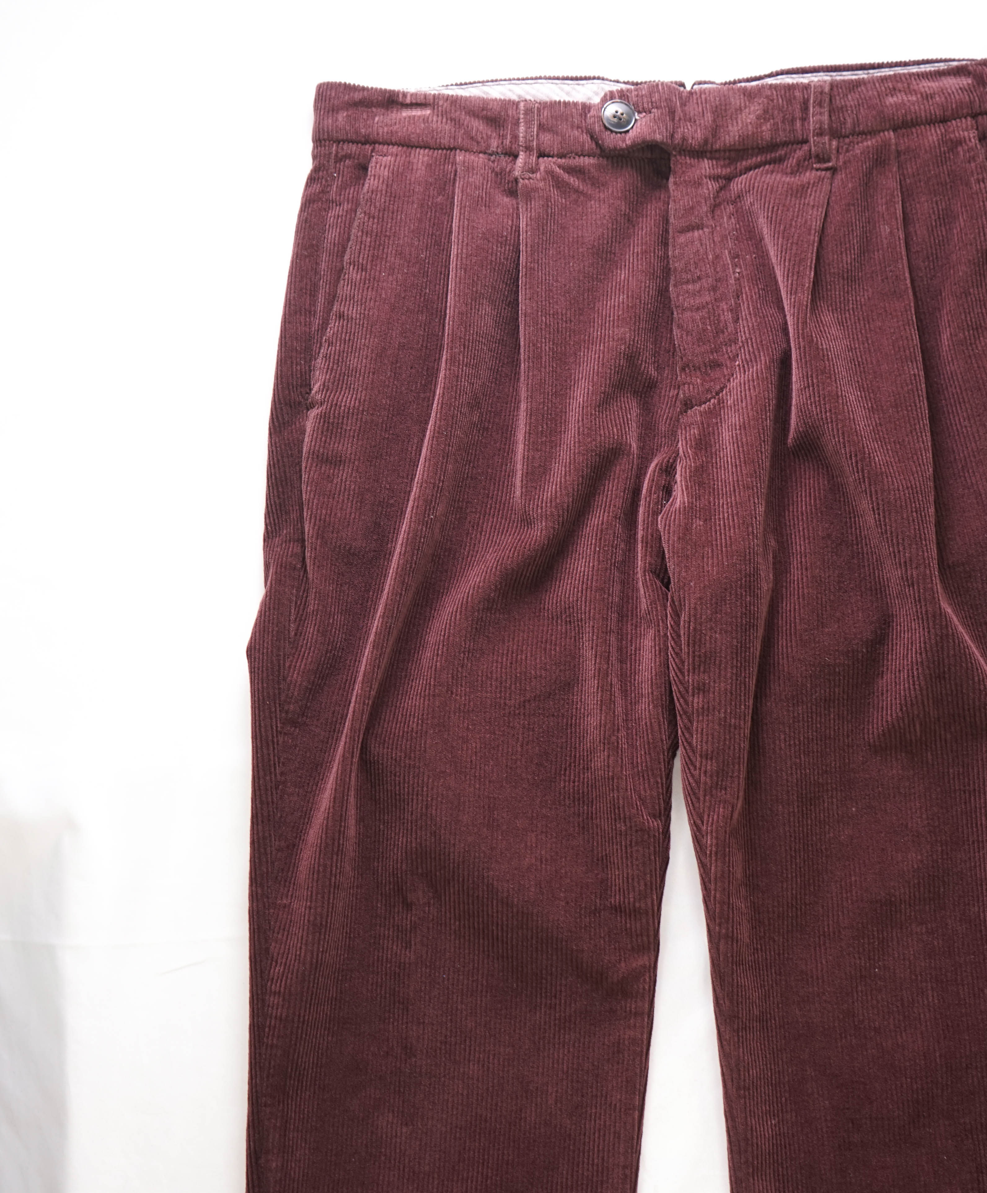 $345 ELEVENTY - Burgundy Brown Corduroy Chino Casual/Slim Pants- 33W