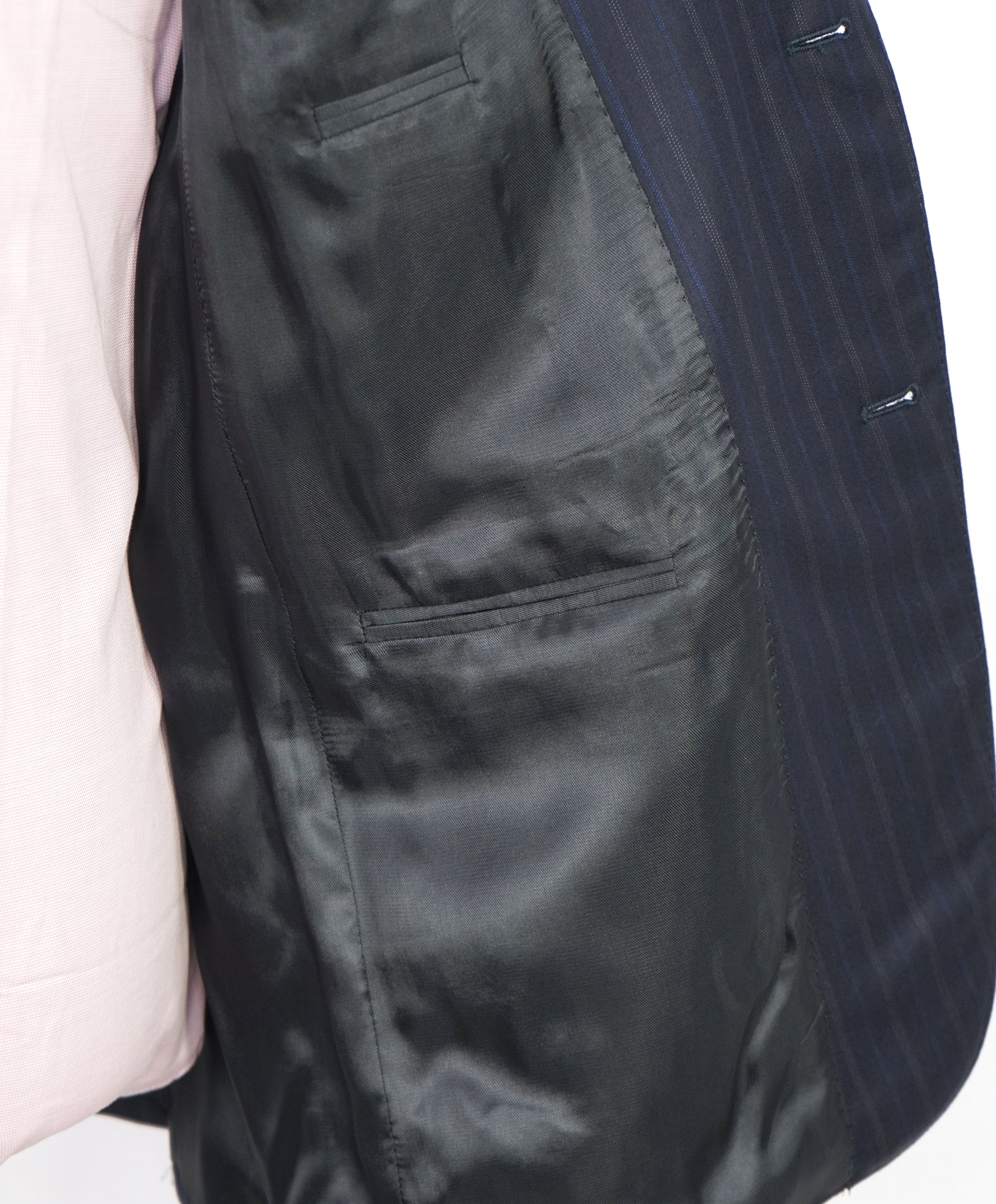 ERMENEGILDO ZEGNA - By SAKS FIFTH AVENUE "Classic" SILK Blue Stripe Suit - 42R