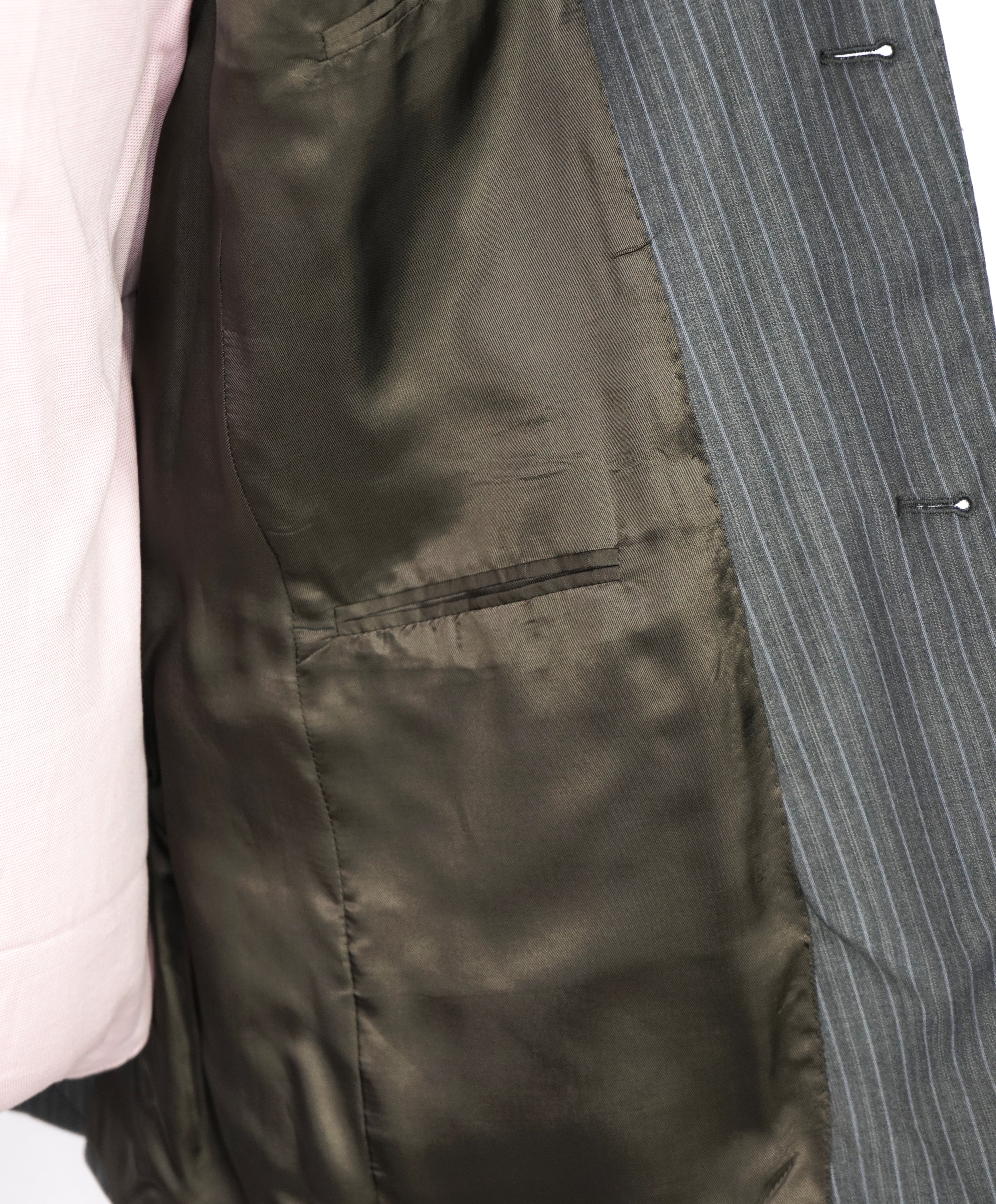 ERMENEGILDO ZEGNA - By SAKS FIFTH AVENUE "Classic" SILK Gray Stripe Suit - 40L