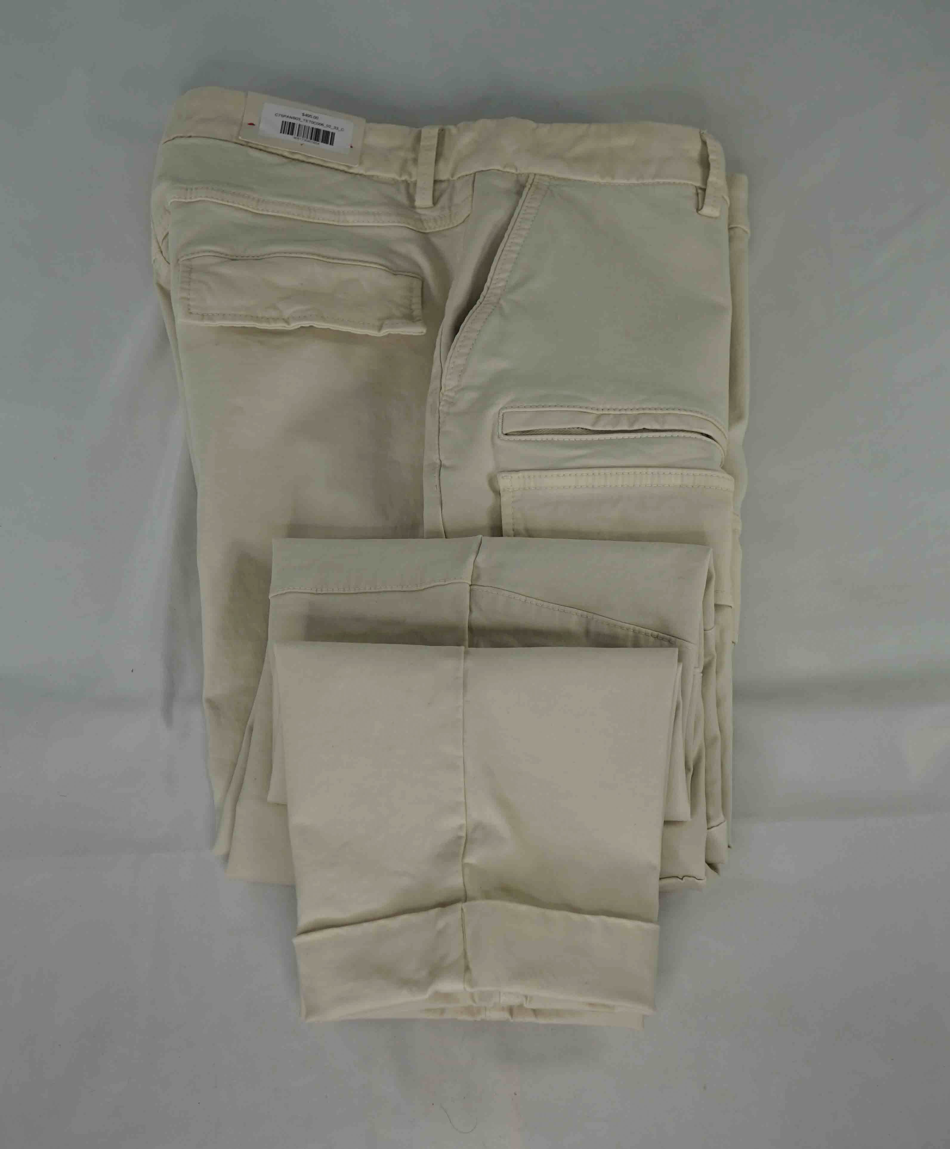 $495 ELEVENTY - SAND Cotton/Elastane "MILANO" Fit Chino Cargo Slim Pants- 33W