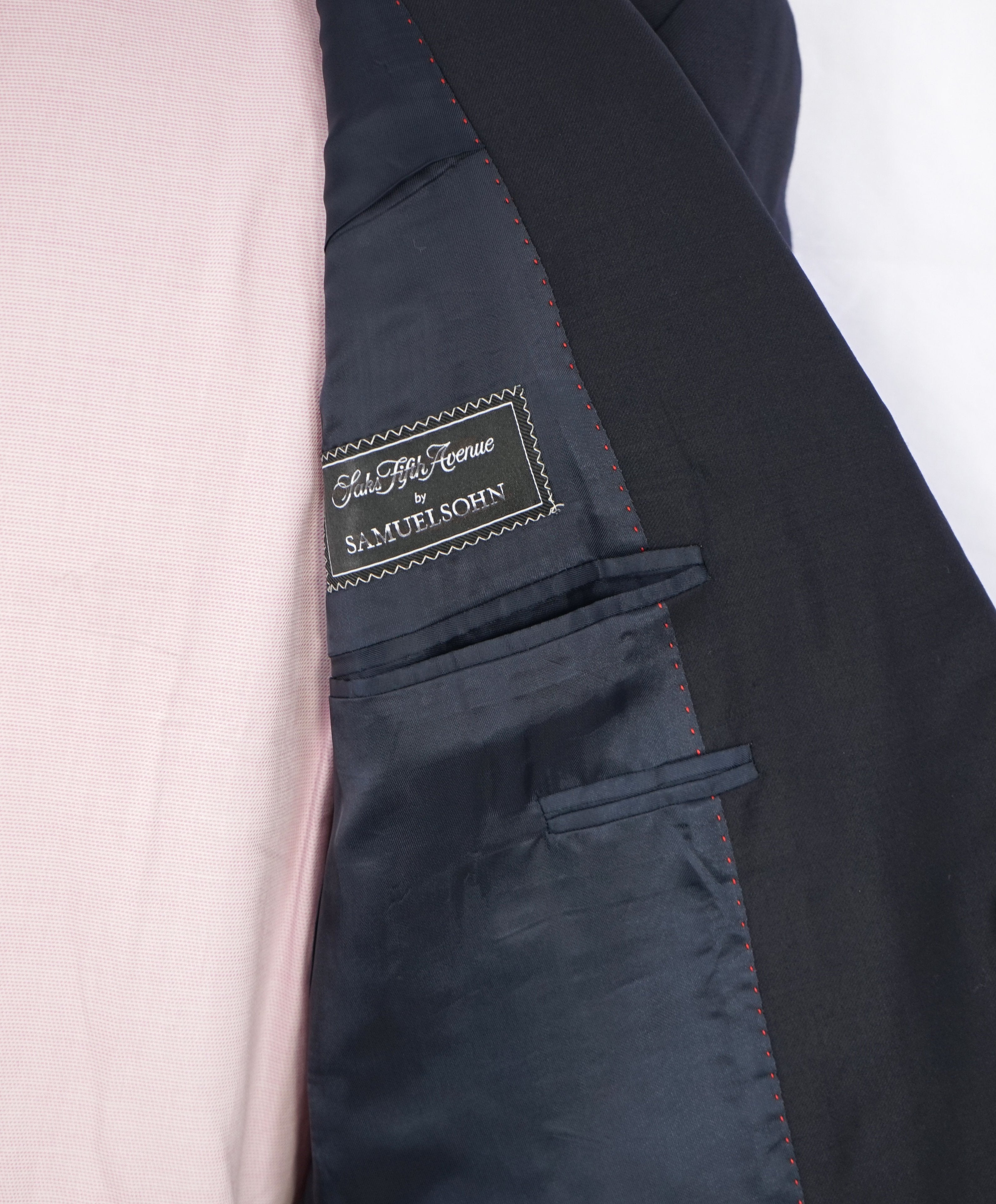 SAMUELSOHN - For SFA Super 130's Performance "LYCRA Blend" Wool Navy Suit - 42R