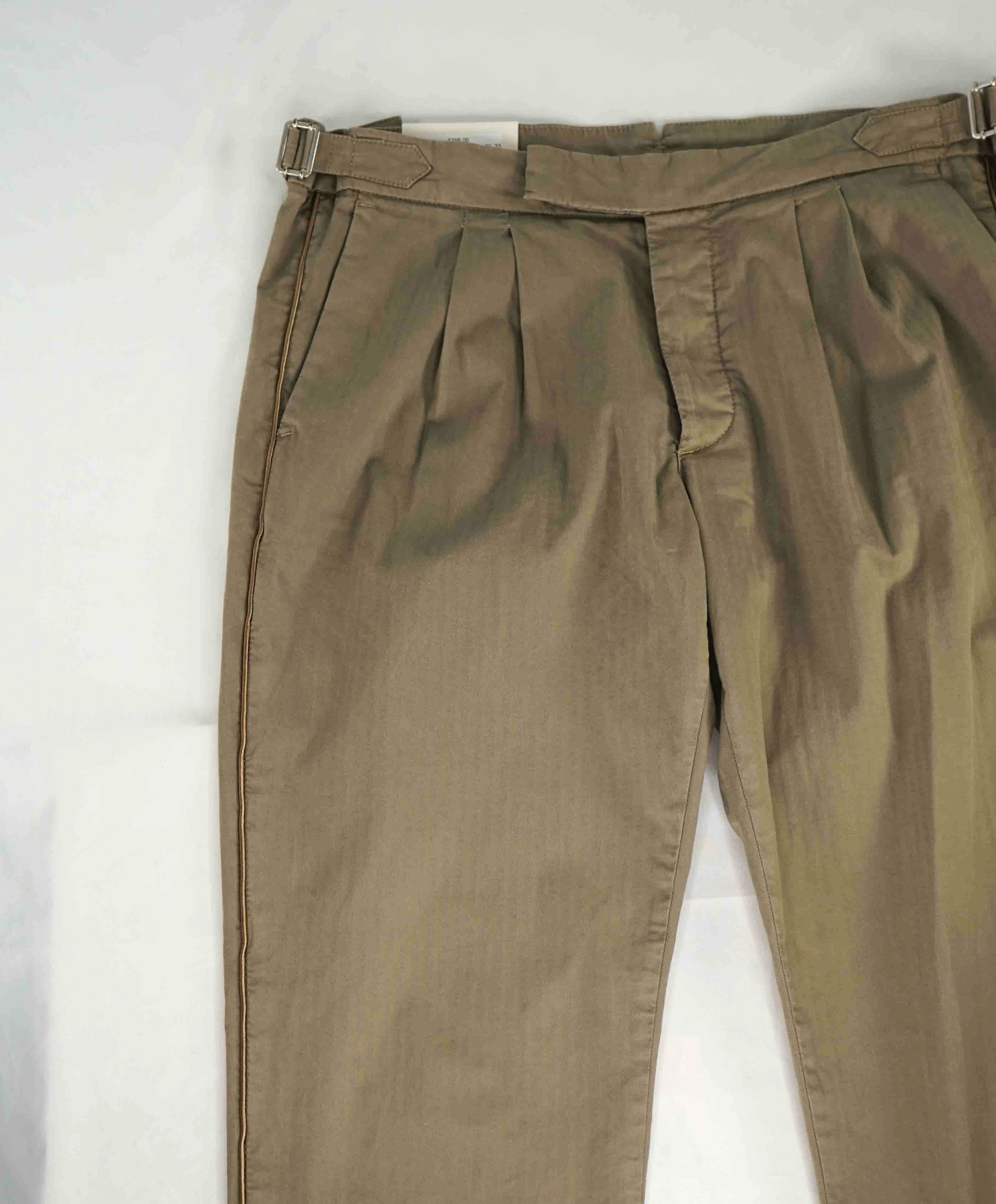 $495 ELEVENTY - *SIDE TABS* Cotton W Side Stripe Taupe Slim Casual Pants- 33W