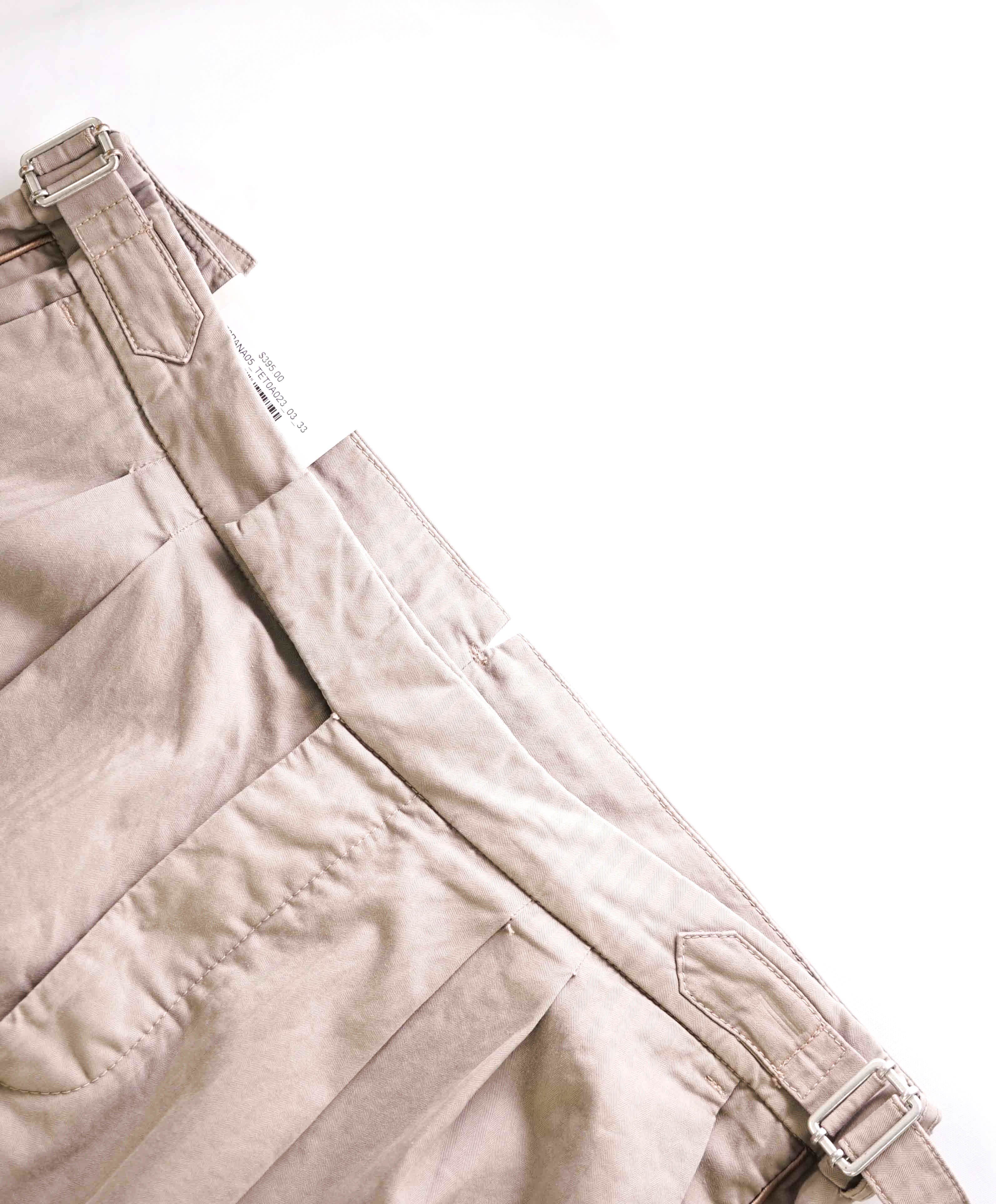 $495 ELEVENTY - *SIDE TABS* Cotton W Side Stripe Taupe Slim Casual Pants- 33W