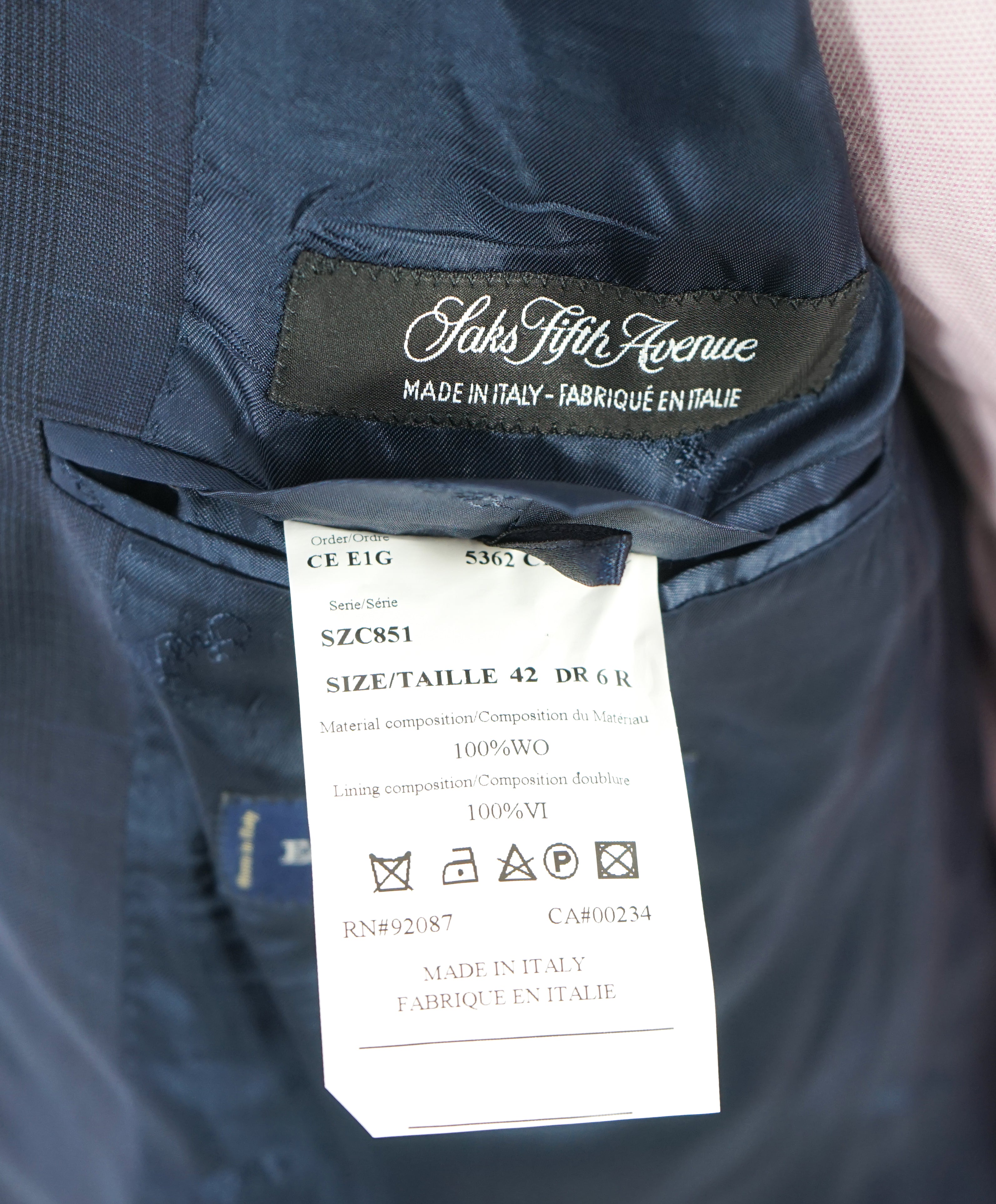 ERMENEGILDO ZEGNA - By SAKS FIFTH AVENUE "Classic" Blue Plaid Check Suit - 42R