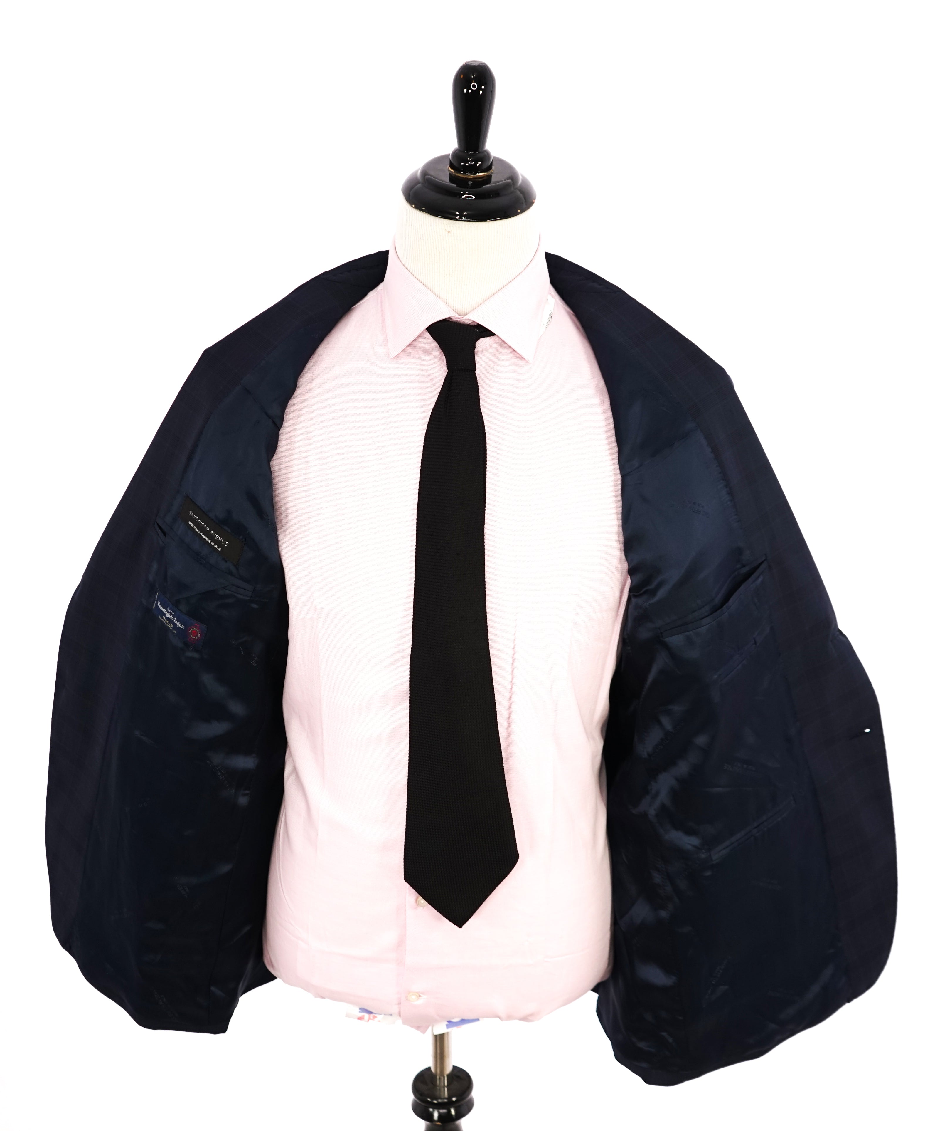 ERMENEGILDO ZEGNA - By SAKS FIFTH AVENUE "Tailored Fit" Blue Plaid Suit - 44R