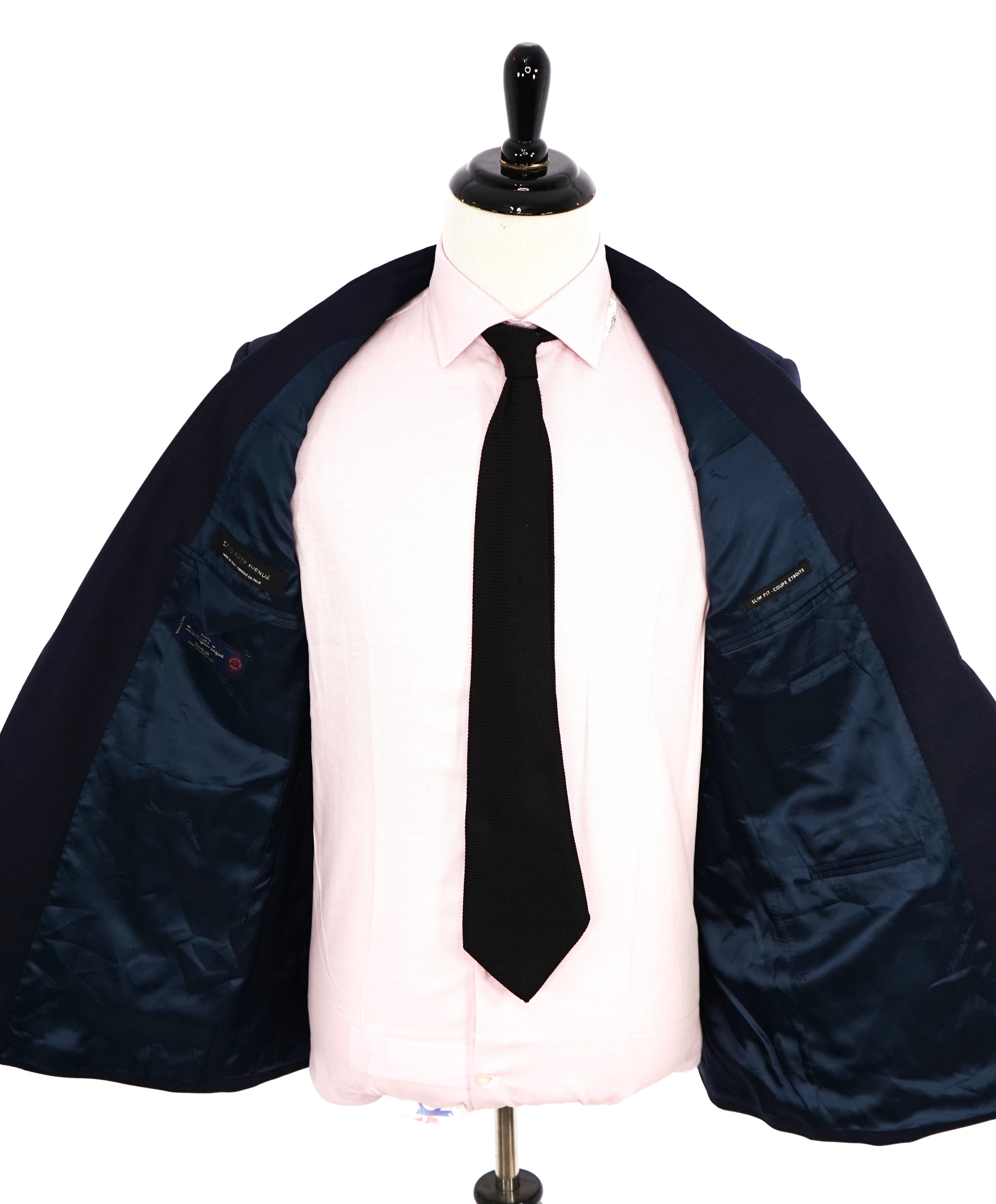 ERMENEGILDO ZEGNA - By SAKS FIFTH AVENUE "SLIM" Blue Burgundy Check Suit - 42R