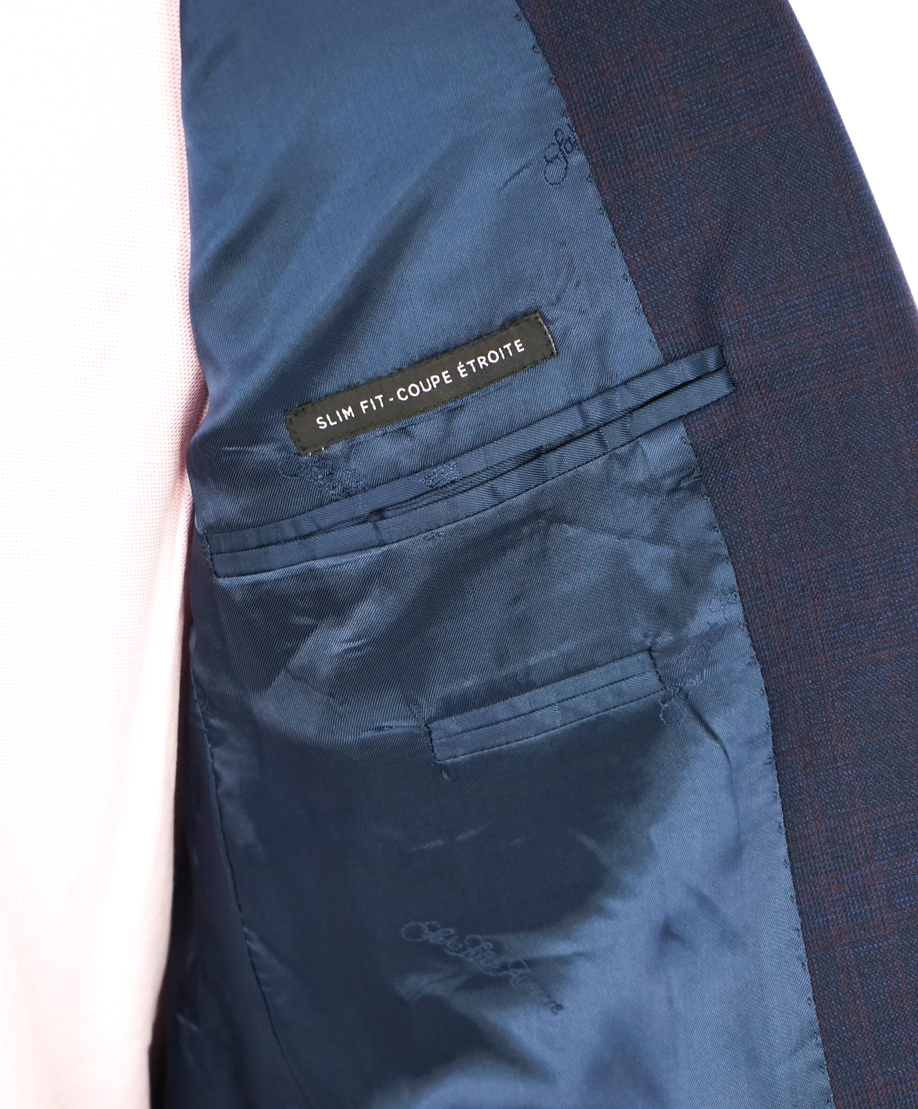 ERMENEGILDO ZEGNA - By SAKS FIFTH AVENUE "SLIM" Blue Burgundy Check Suit - 42R