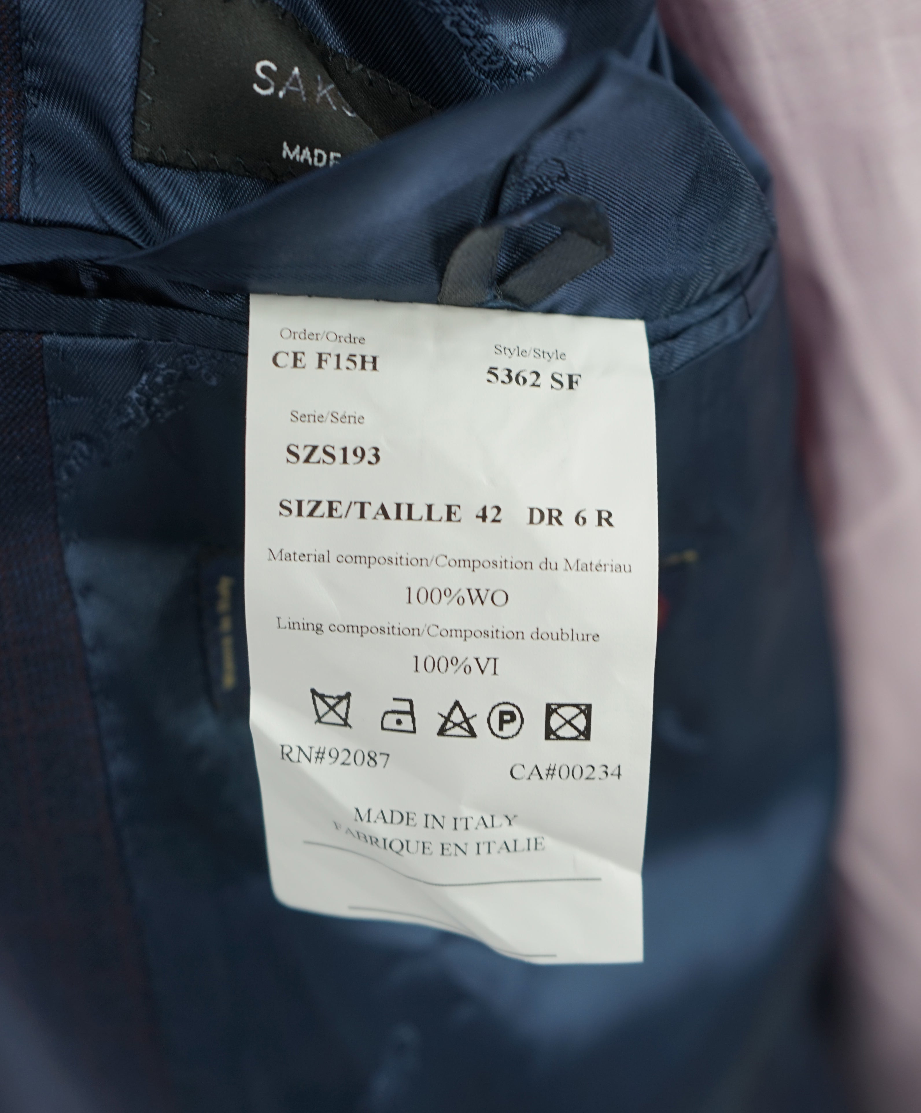 ERMENEGILDO ZEGNA - By SAKS FIFTH AVENUE "SLIM" Blue Burgundy Check Suit - 42R