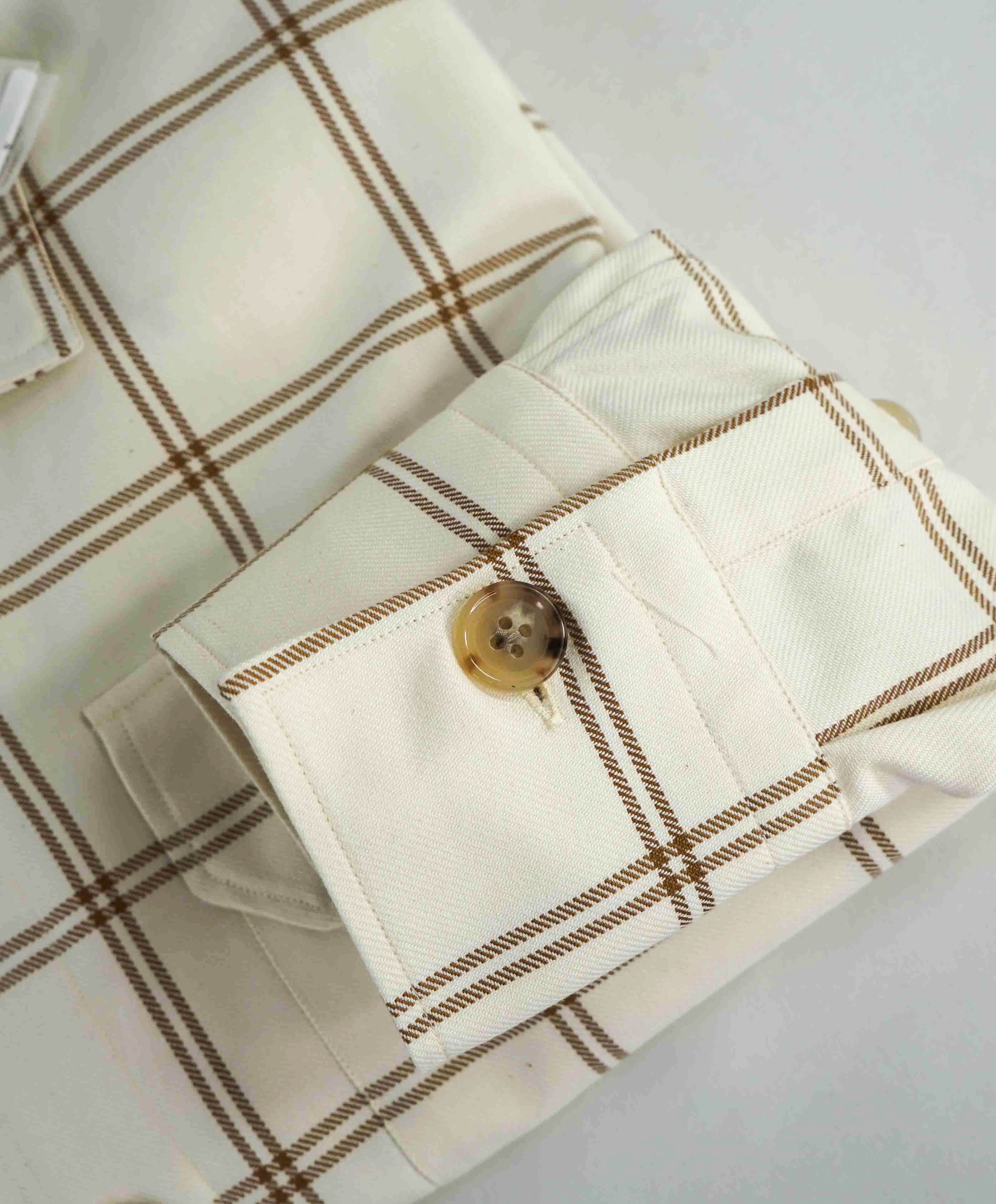 $595 ELEVENTY PLATINUM - Cotton Ivory / Camel Shirt Jacket Coat - M