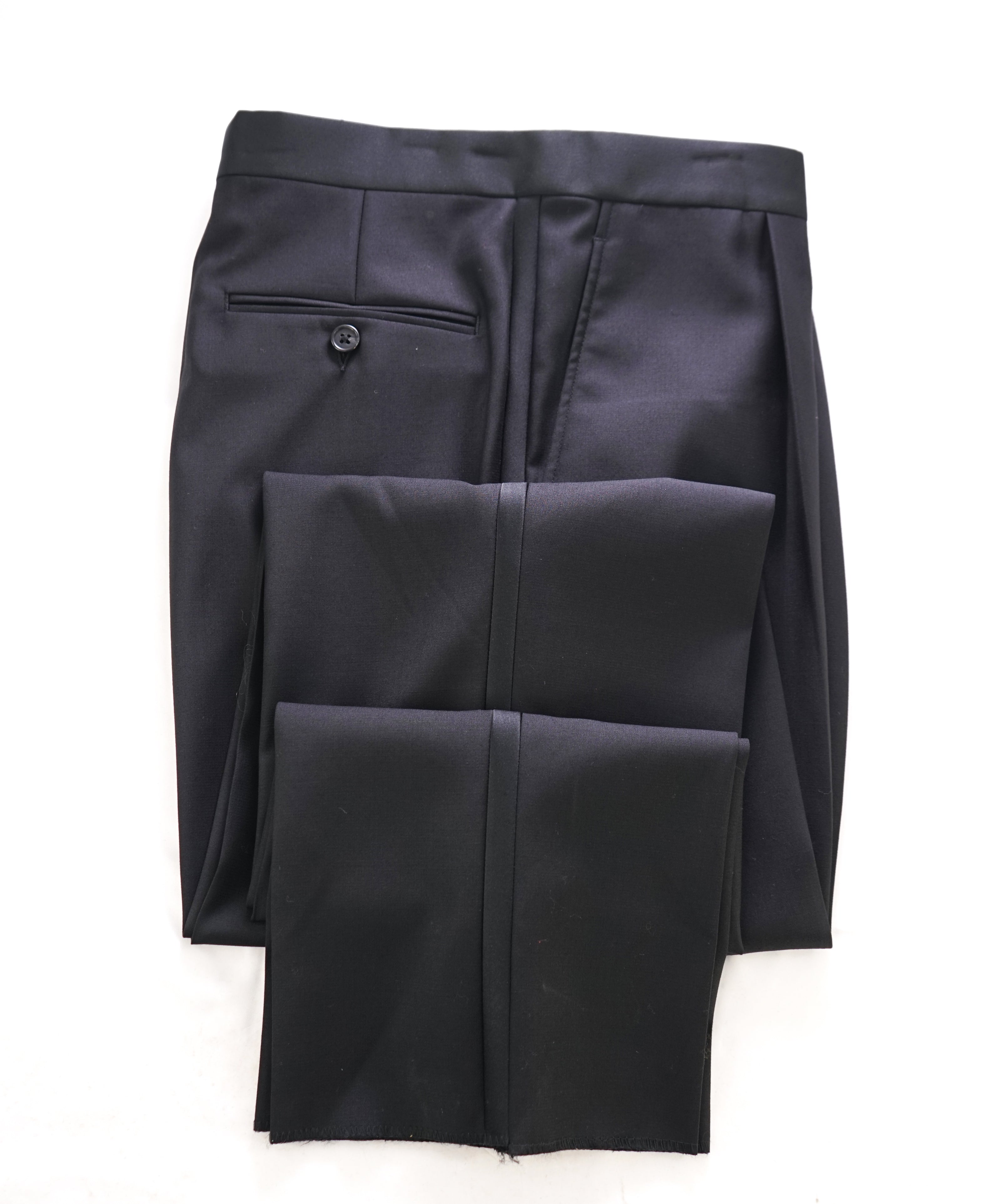 SAKS FIFTH AVE - Tuxedo Dinner Flat Front Wool Pants - 31W