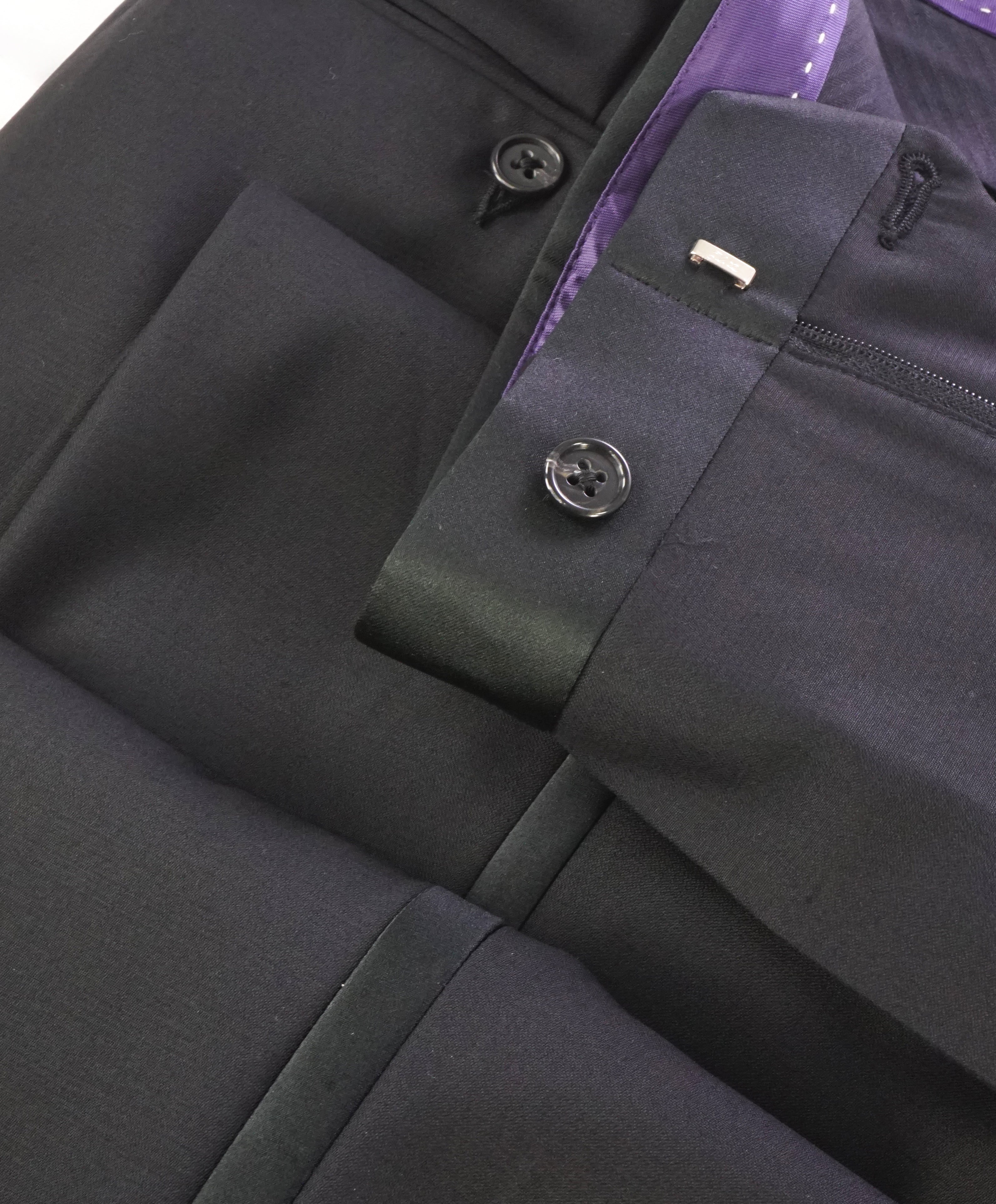 SAKS FIFTH AVE - Tuxedo Dinner Flat Front Wool Pants - 31W