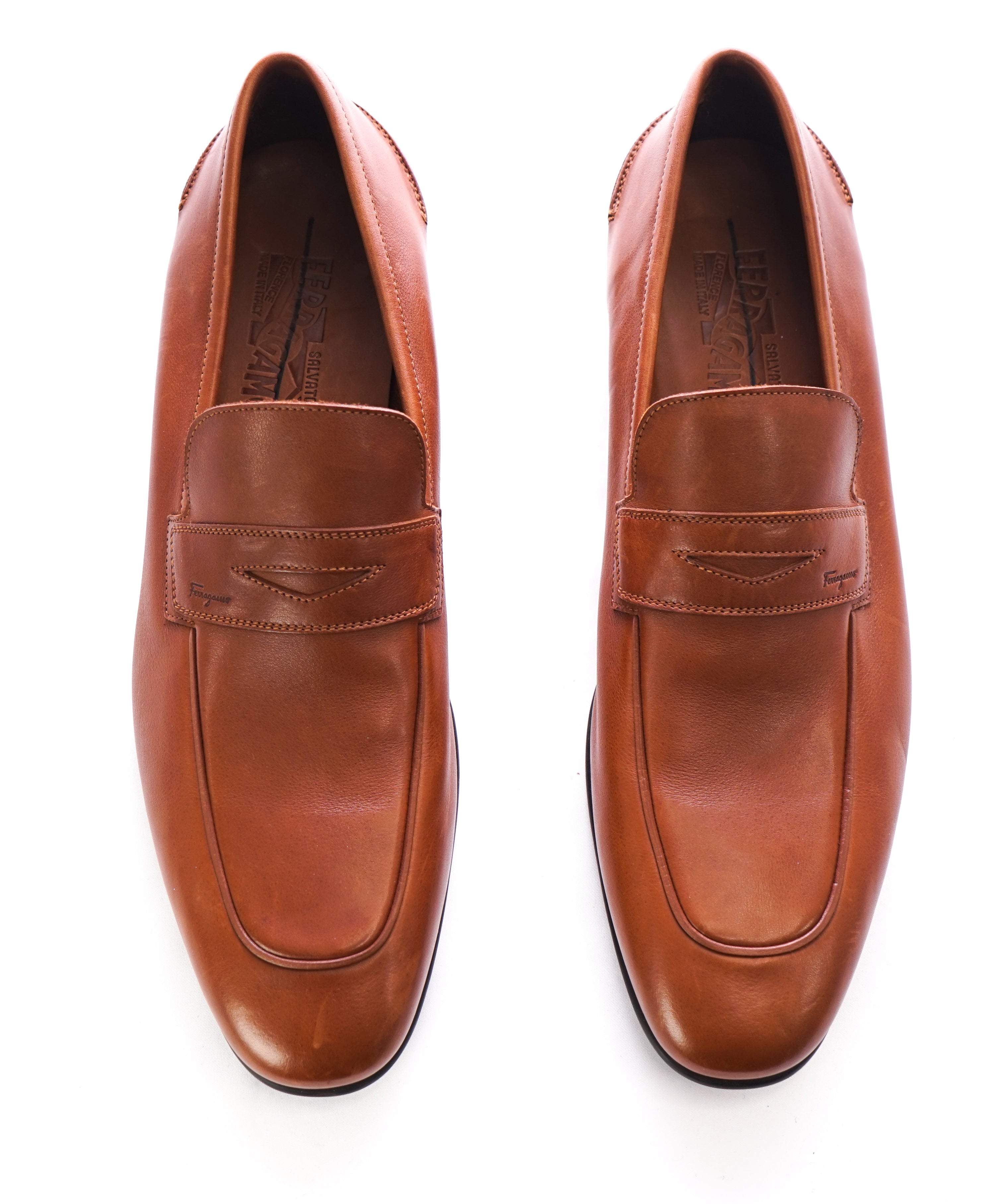 SALVATORE FERRAGAMO - Supple Leather Brown Penny Loafers Sleek Silhouette - 11.5 D