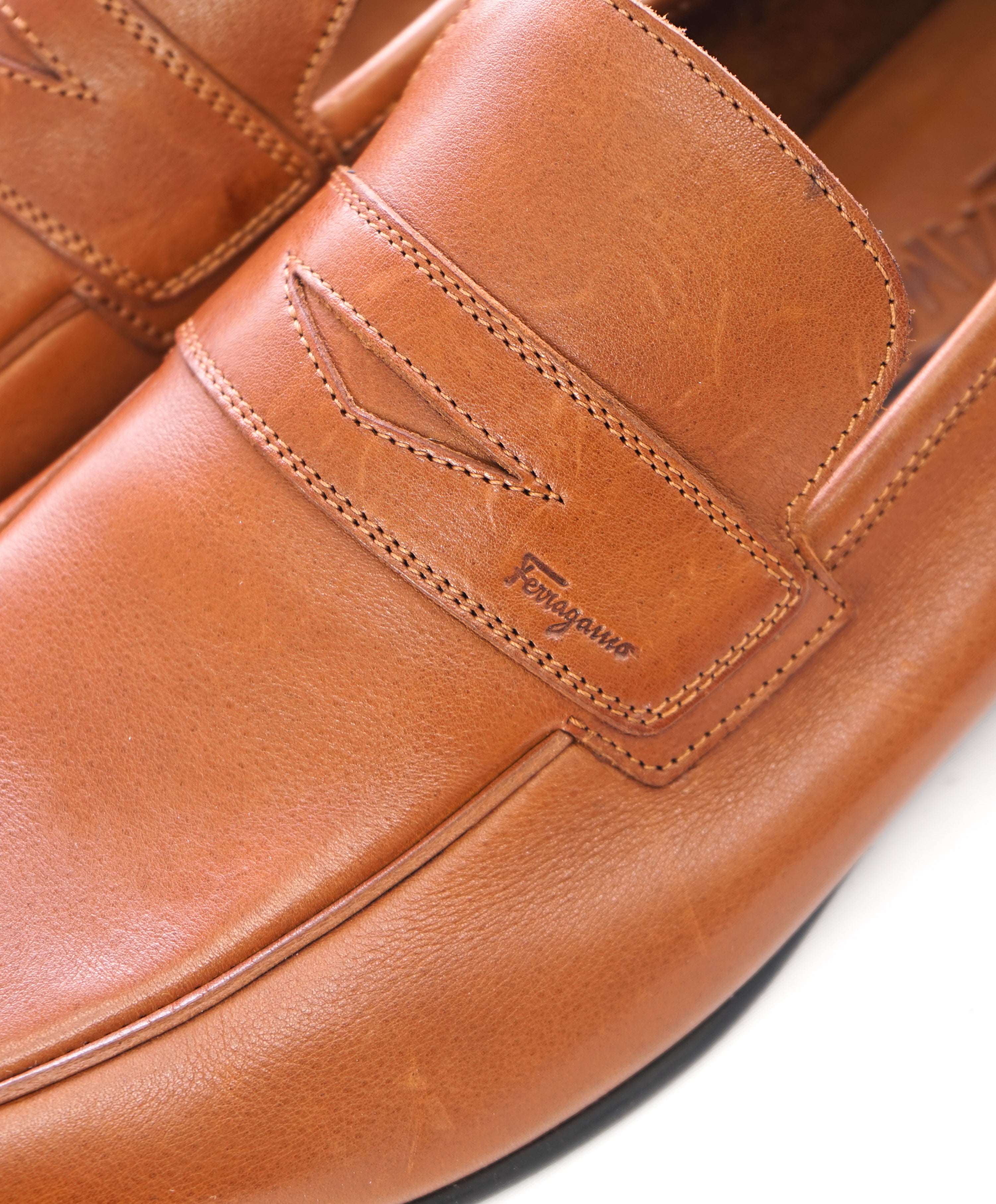 SALVATORE FERRAGAMO - Supple Leather Brown Penny Loafers Sleek Silhouette - 11.5 D
