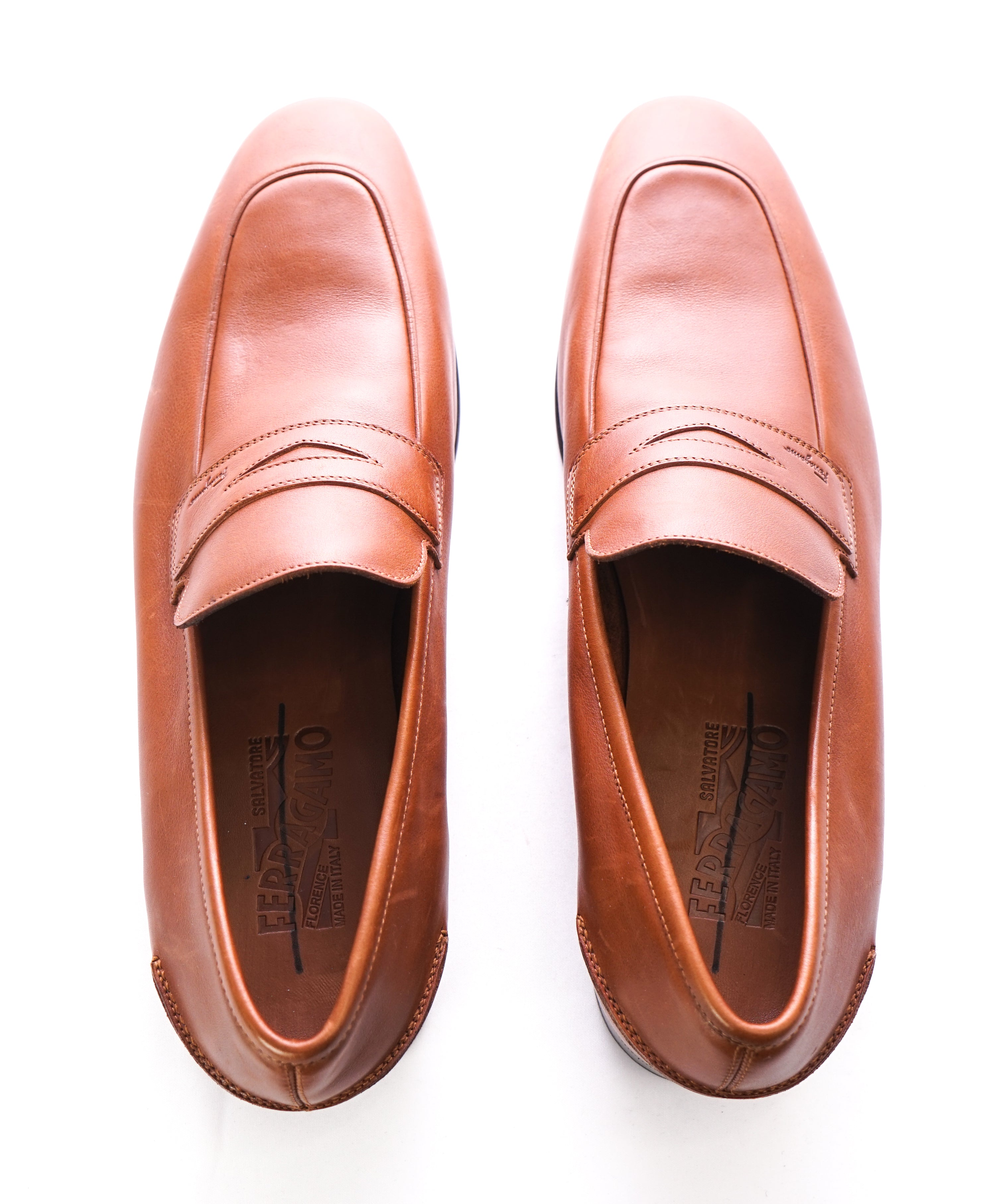 SALVATORE FERRAGAMO - Supple Leather Brown Penny Loafers Sleek Silhouette - 11.5 D