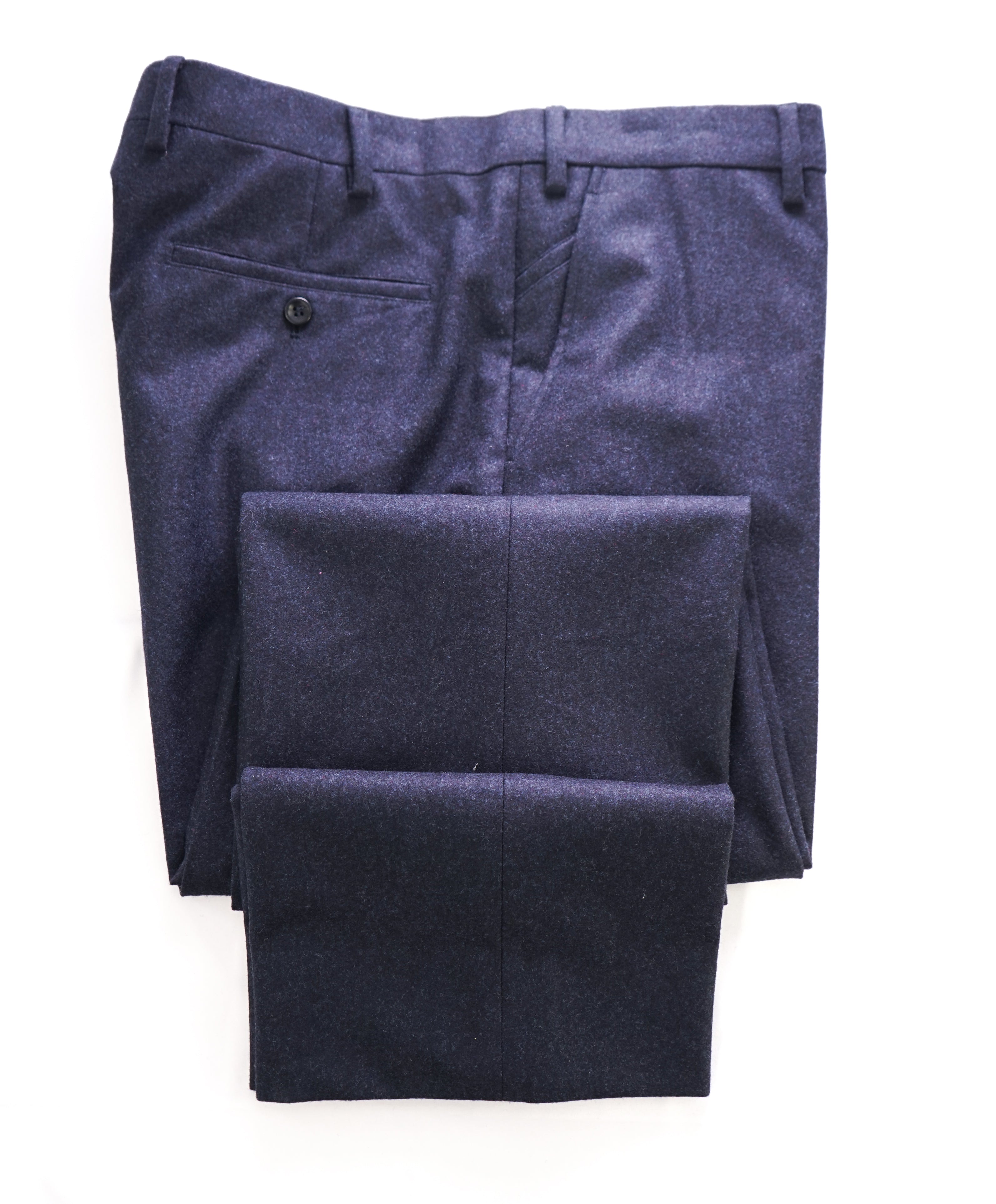 LORO PIANA - Blue Flannel Wool Flat Front Dress Pants - 38W (56EU)