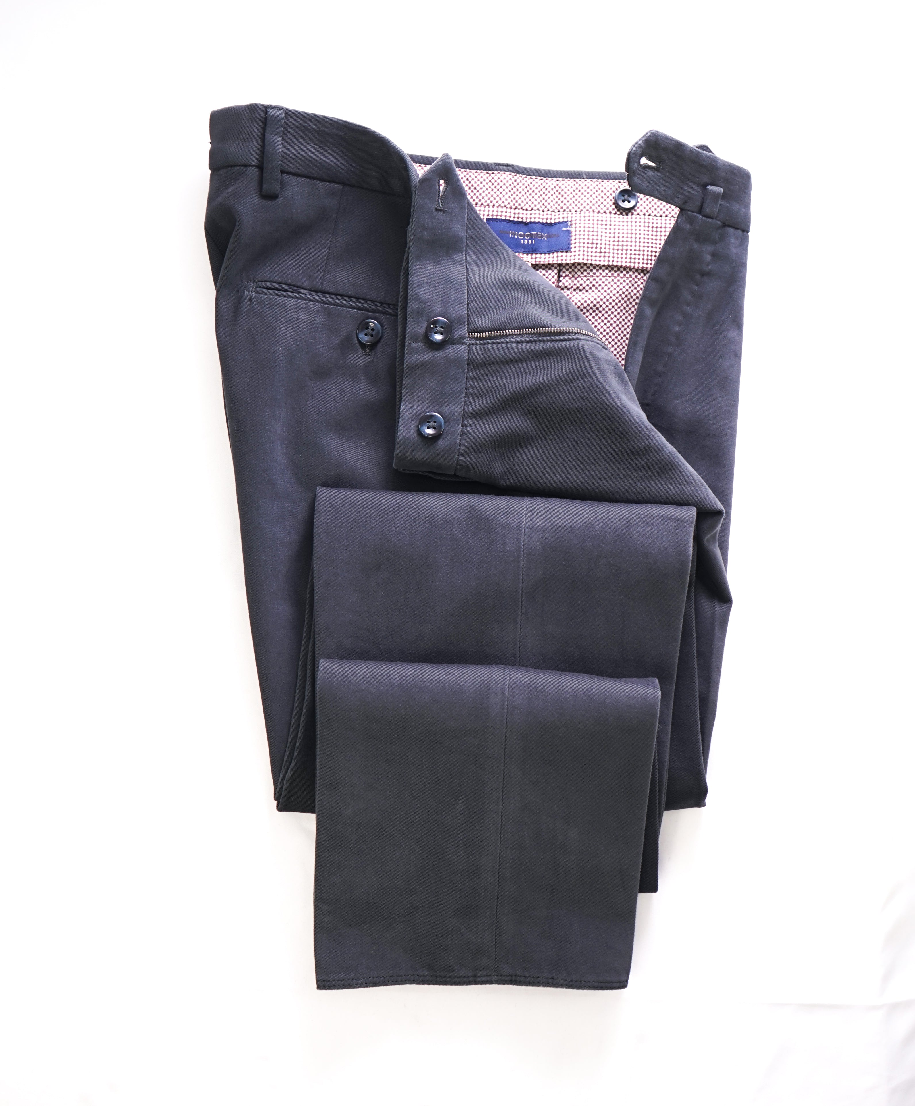 INCOTEX - WOOL/COTTON Flat Front Gray Blue Pants - 30W