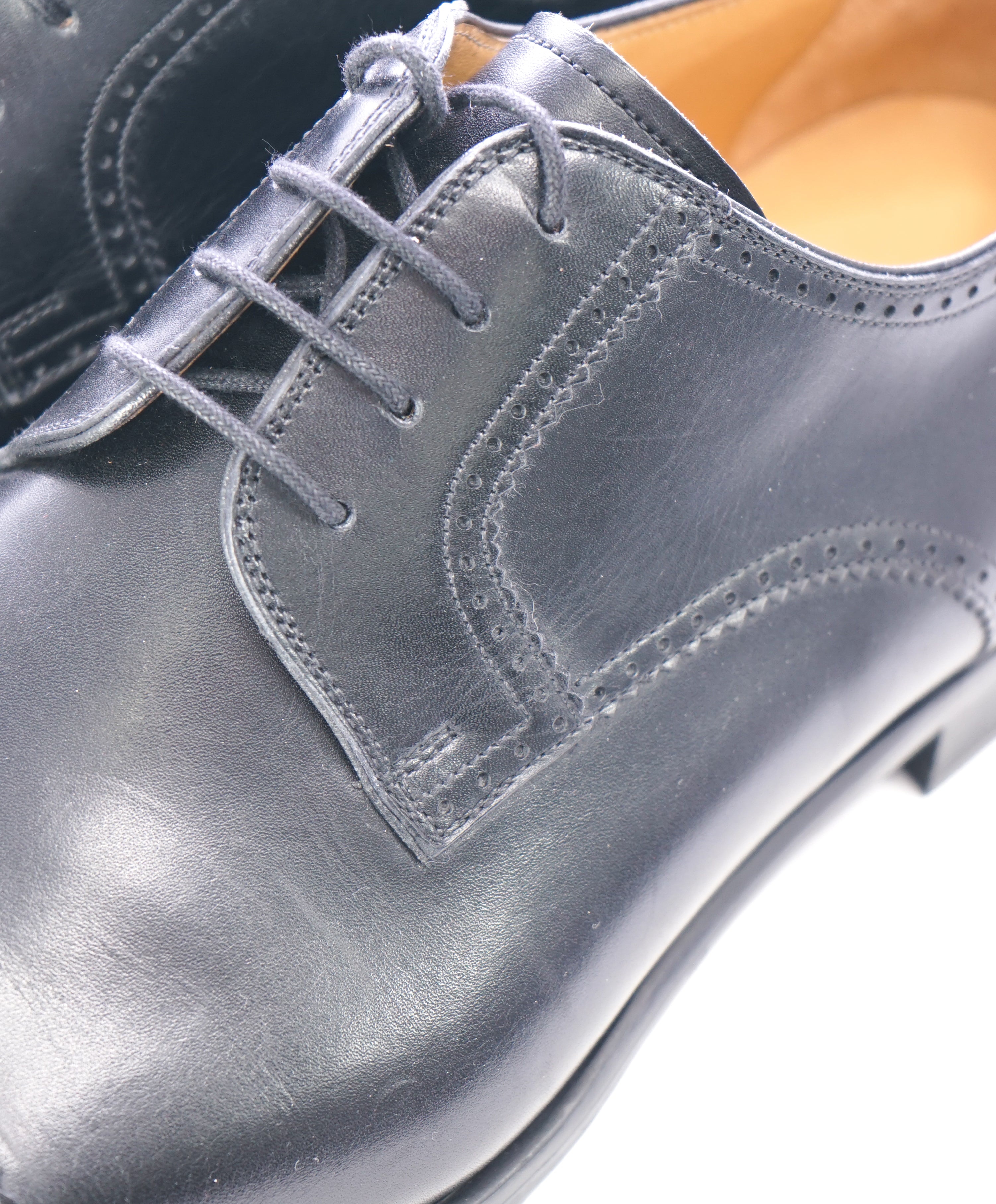 MAGNANNI - Slim Silhouette Detailed Black Cap-Toe Oxfords - 9