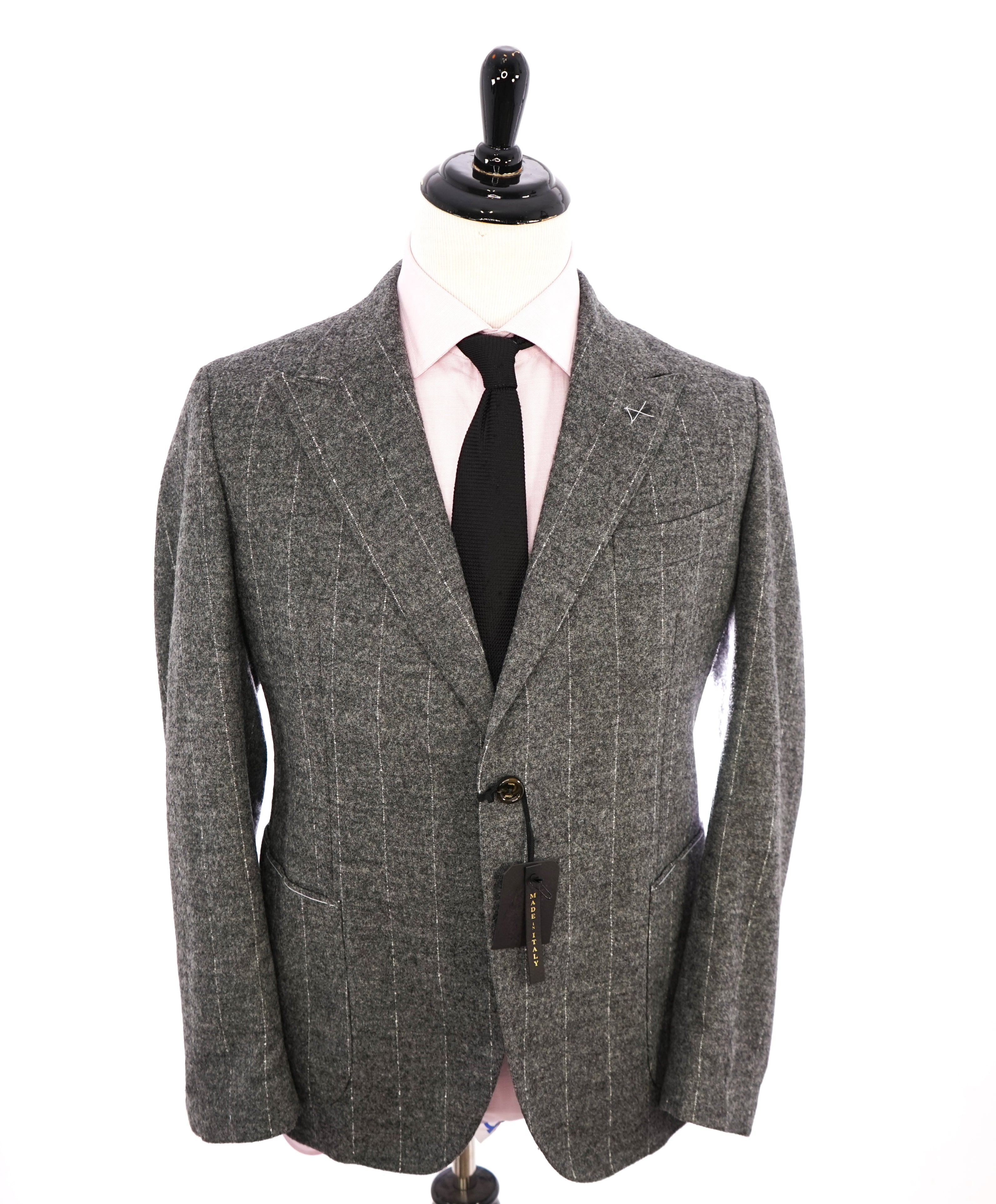 MAXI HO - By ELEVENTY CASHMERE Blend Gray Chalk Stripe Suit - 44S