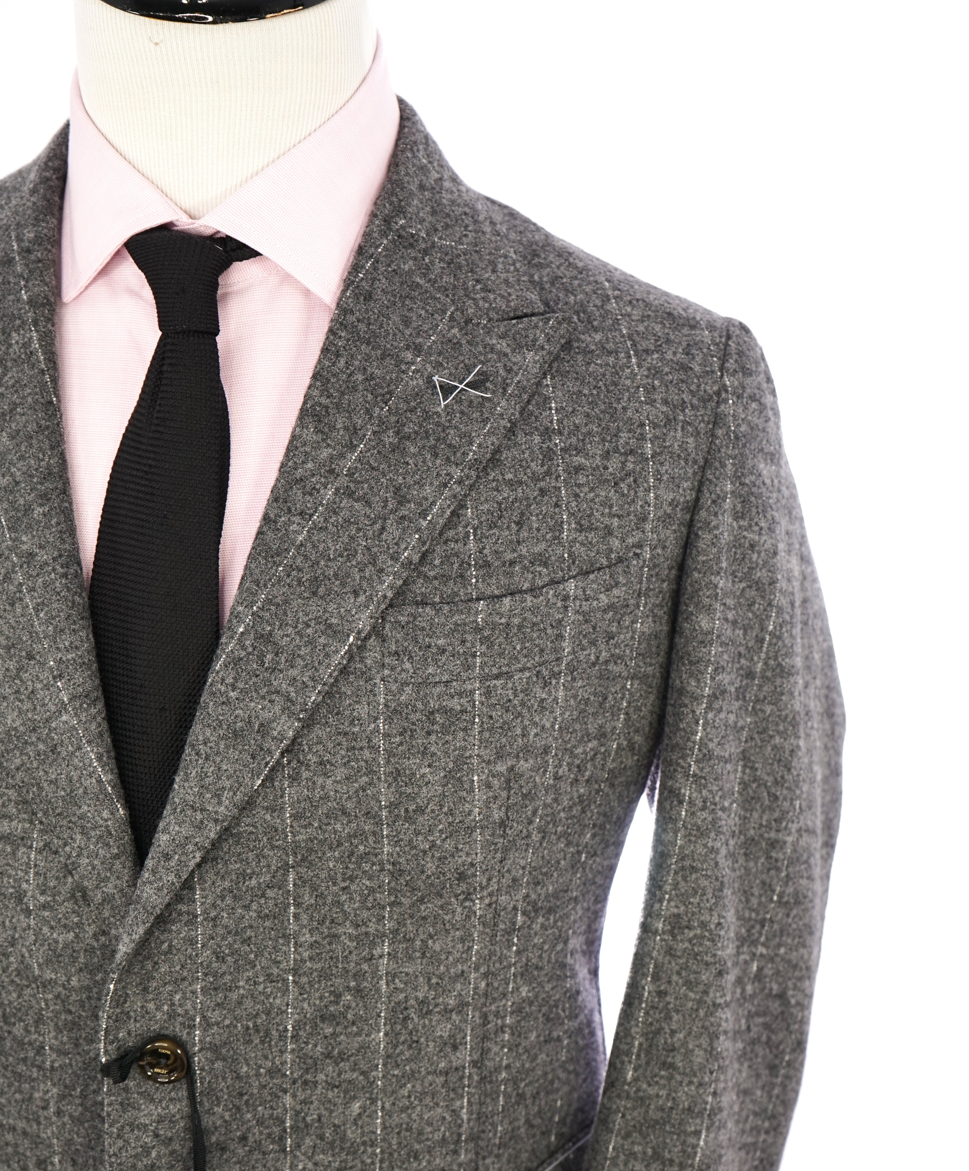 MAXI HO - By ELEVENTY CASHMERE Blend Gray Chalk Stripe Suit - 44S