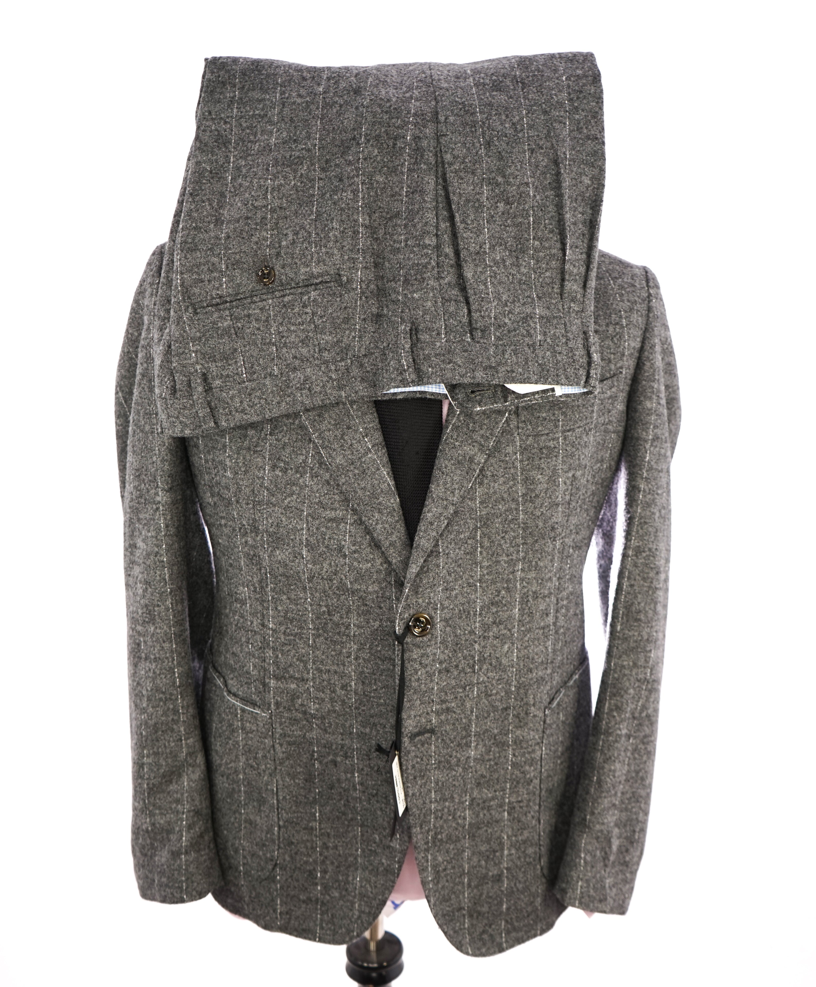 MAXI HO - By ELEVENTY CASHMERE Blend Gray Chalk Stripe Suit - 44S