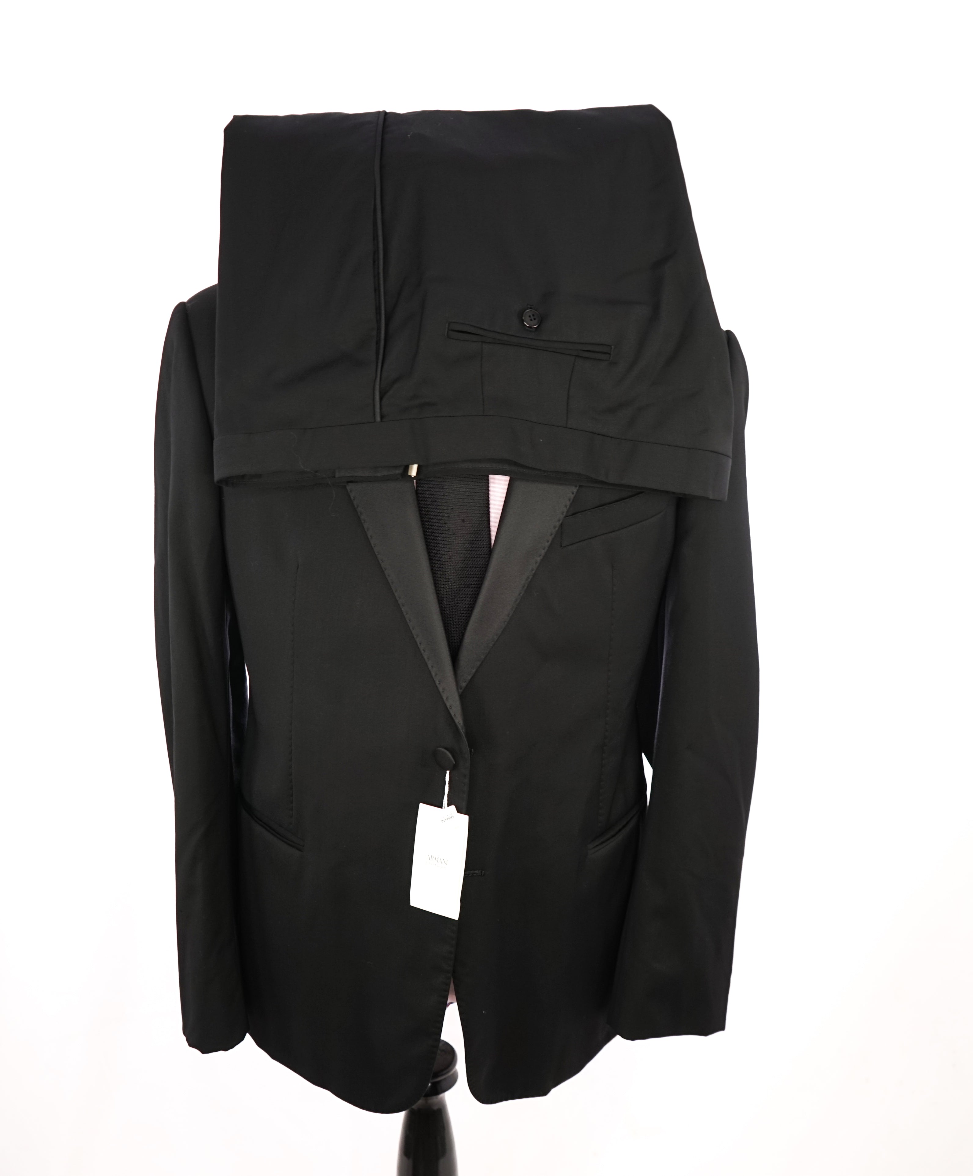 ARMANI COLLEZIONI - "M Line" Slim Peak Lapel Black Tuxedo Suit - 48R