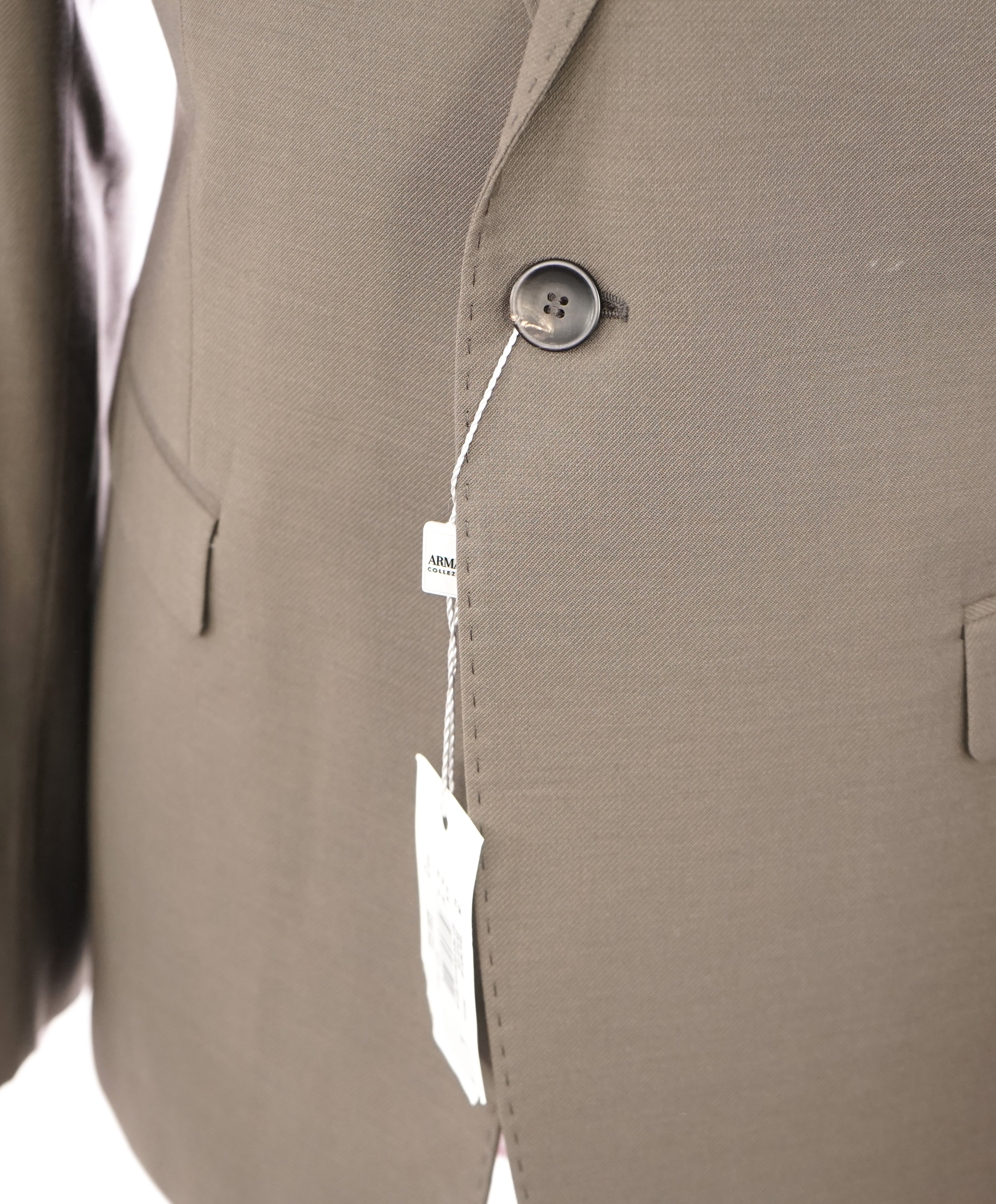 ARMANI COLLEZIONI - Peak Lapel 1-Button Taupe Stone Suit "Slim Drop 8"- 44R