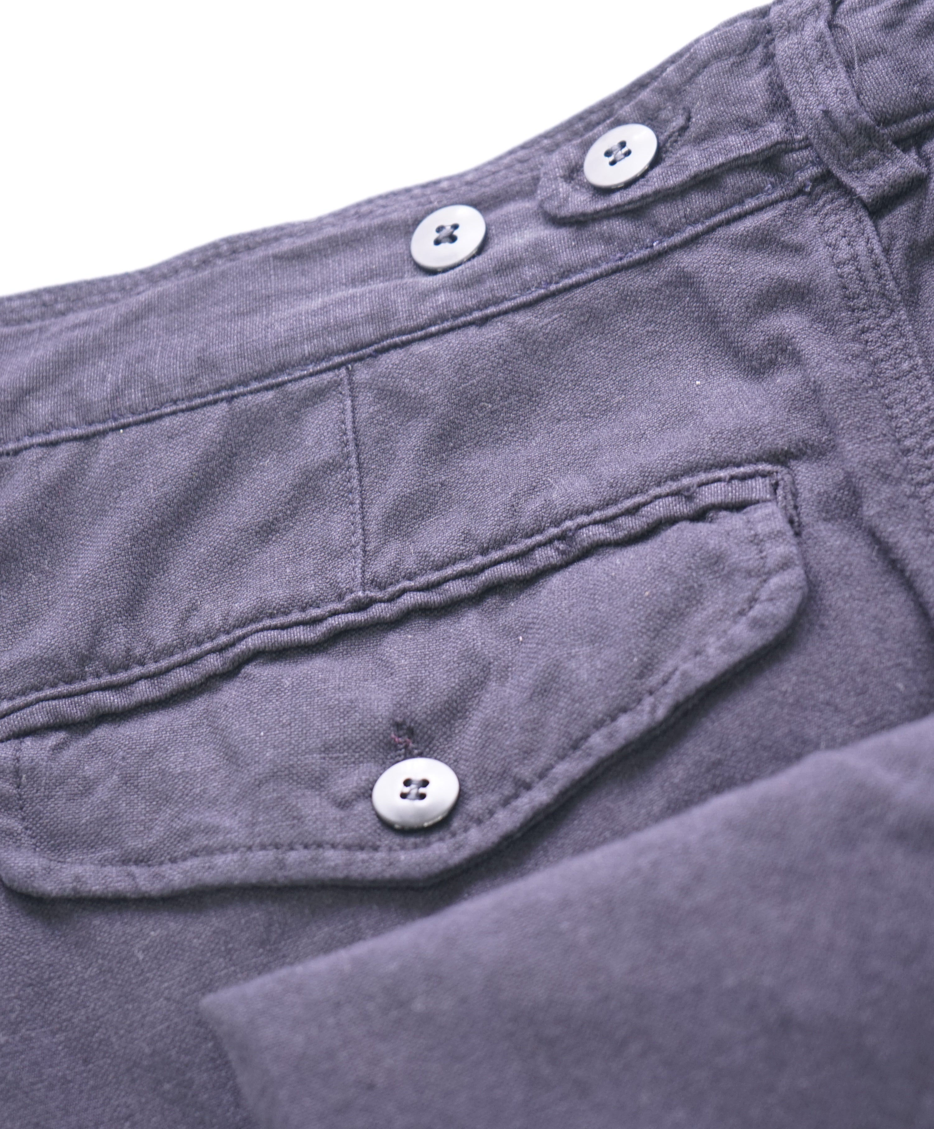 DRIES VAN NOTEN - Navy Linen Cotton Blend Pants W Side Tabs - 30W
