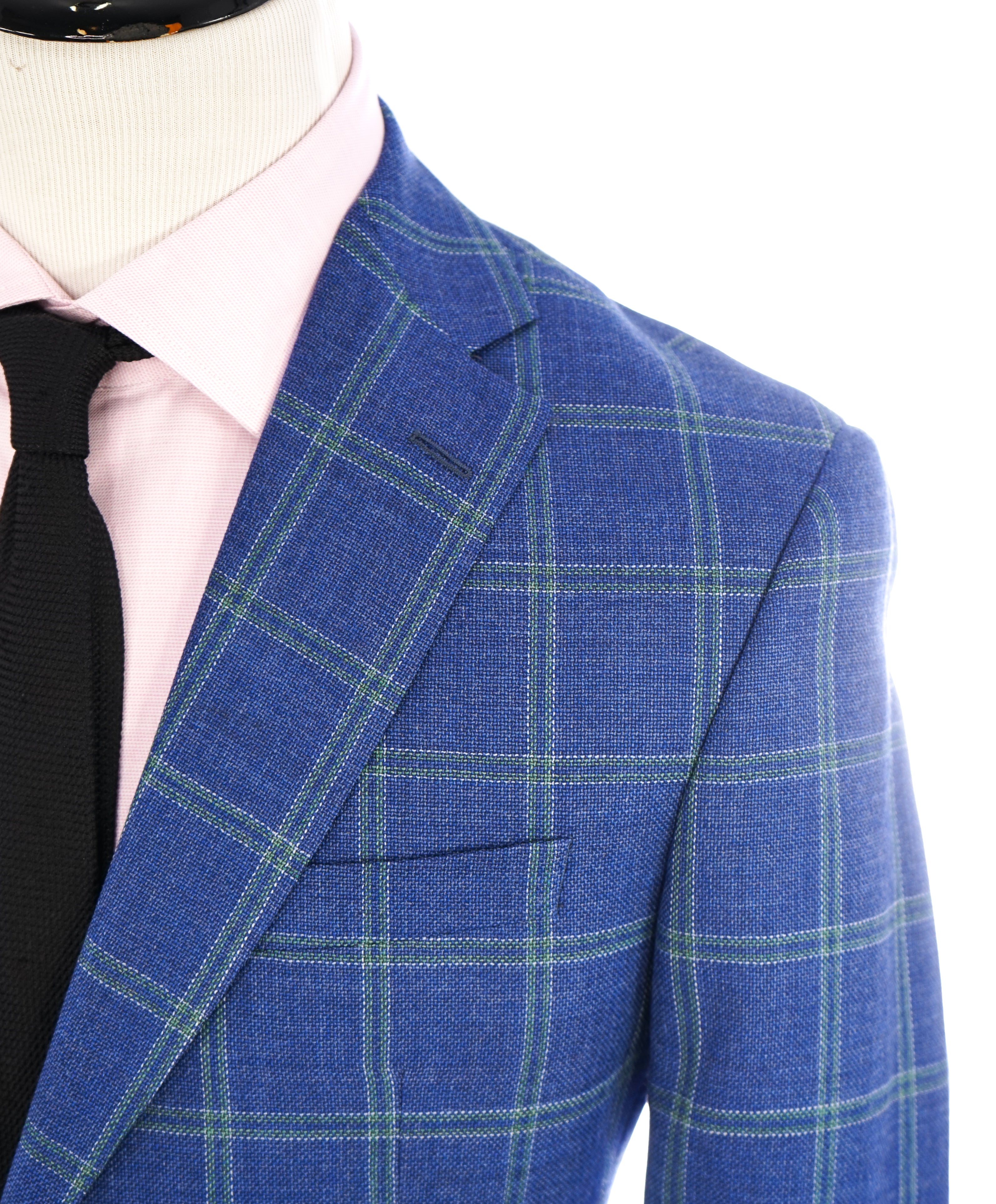 LORO PIANA -"Zelander" For SAKS 5TH AVE Wool/Silk Green Check Blazer- 40S