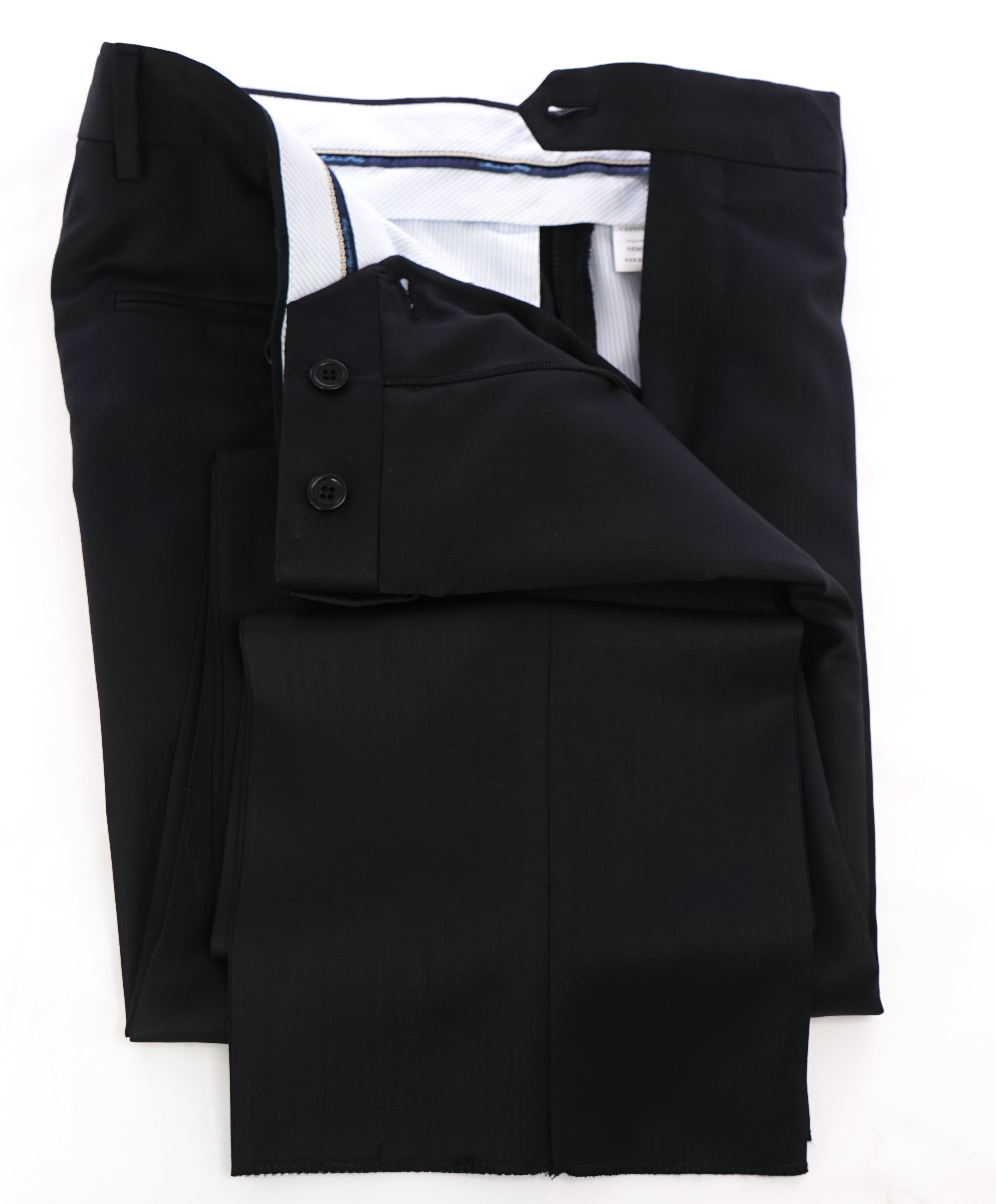 SAKS FIFTH AVE - Black Wool & Silk MADE IN ITALY Flat Front Dress Pants - 44W