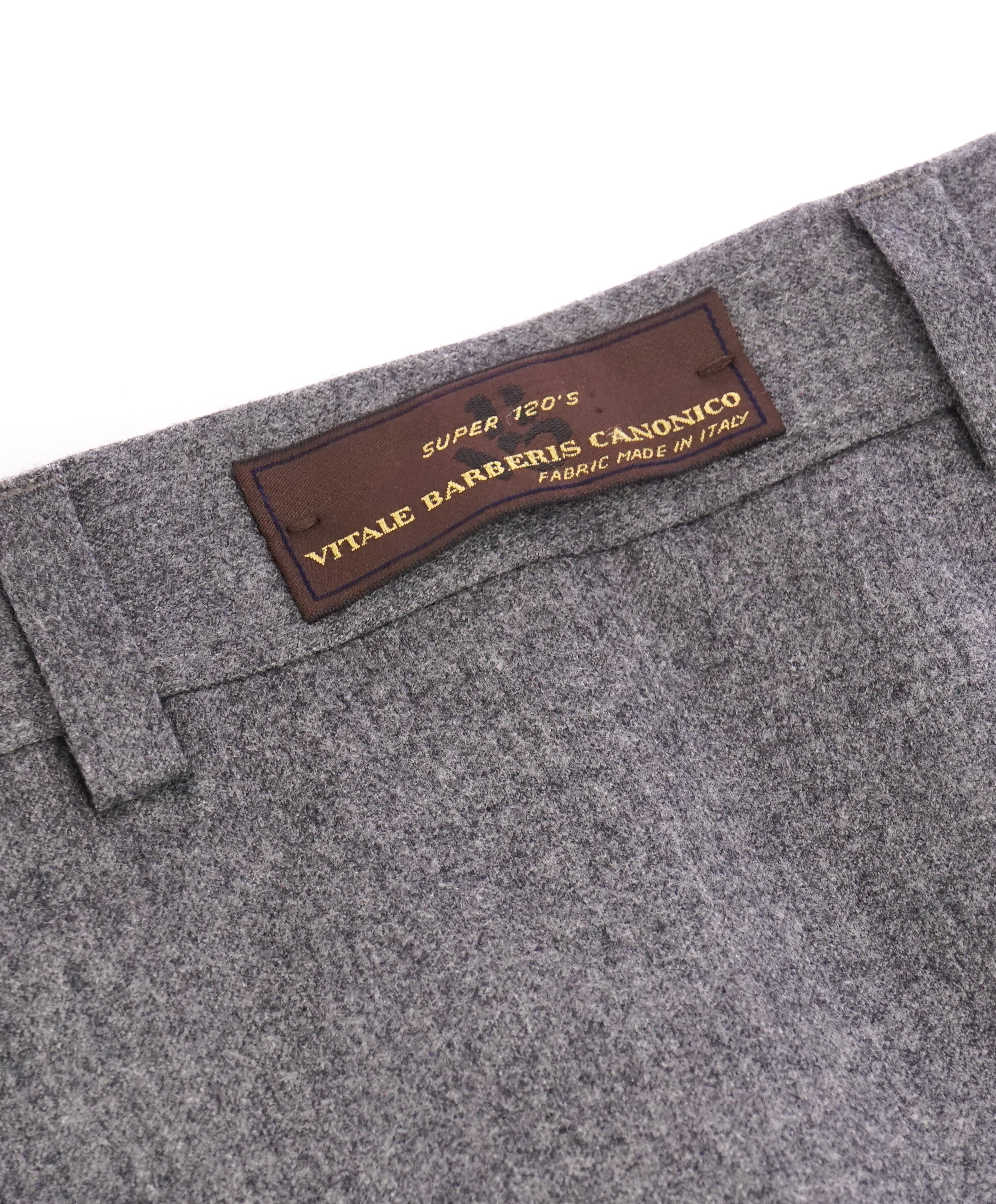 SAKS FIFTH AVE - "Vitale Barberis Canonico" Flannel Flat Front Dress Pants - 40W