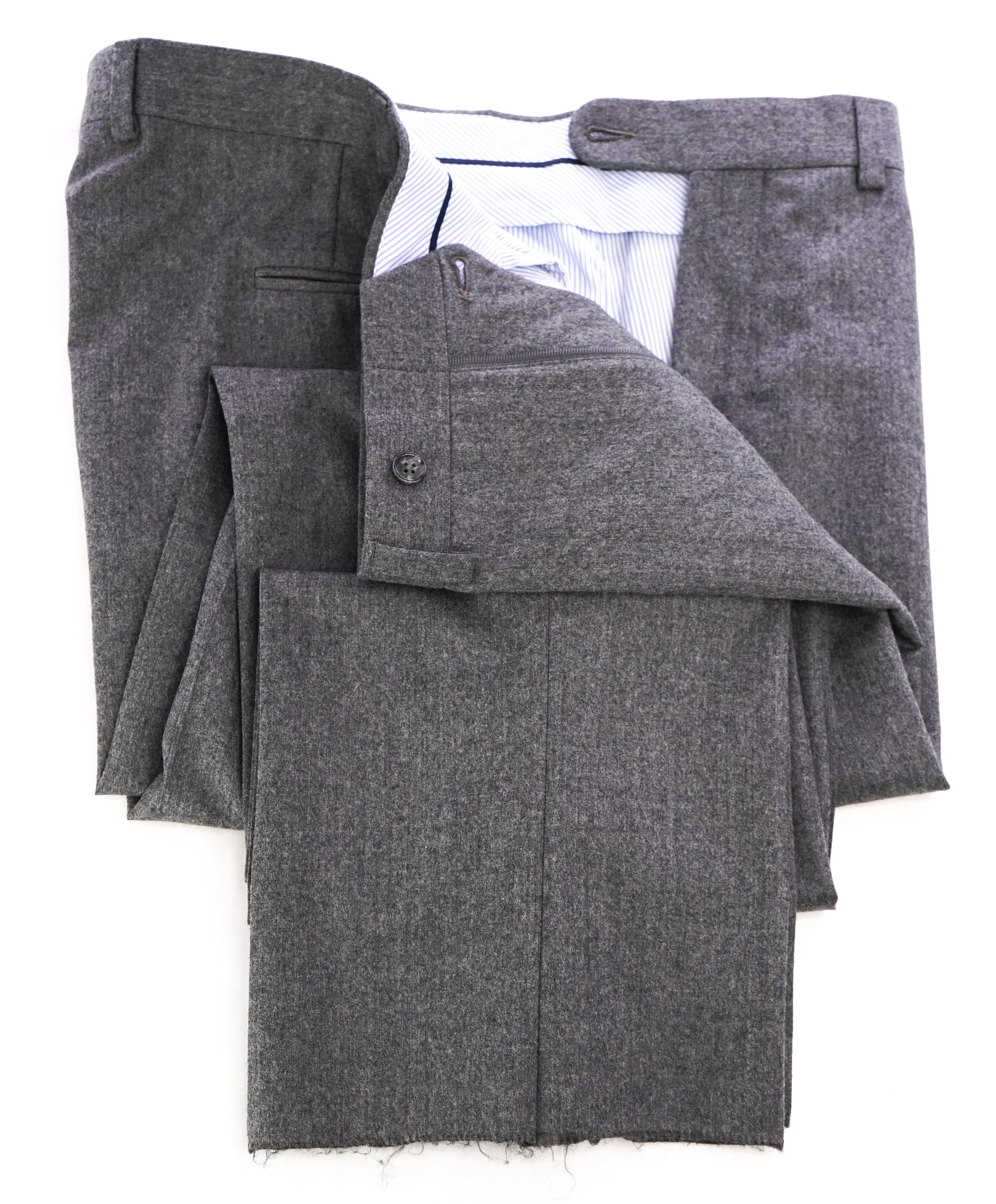 SAKS FIFTH AVE - "Vitale Barberis Canonico" Flannel Flat Front Dress Pants - 40W