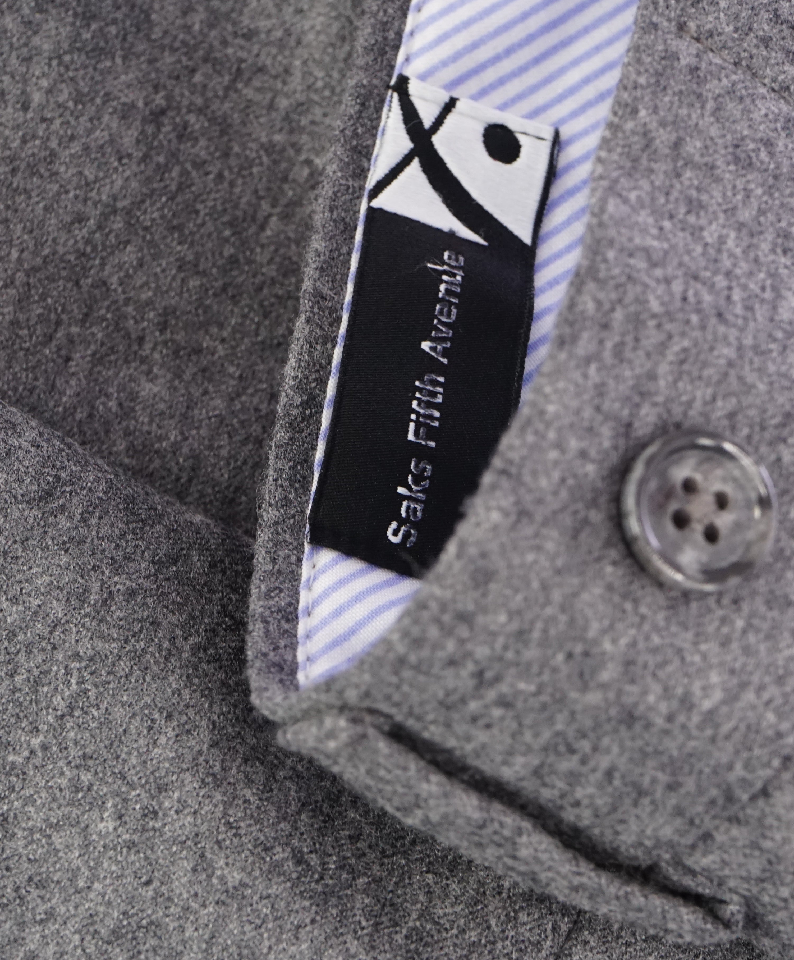 SAKS FIFTH AVE - "Vitale Barberis Canonico" Flannel Flat Front Dress Pants - 40W