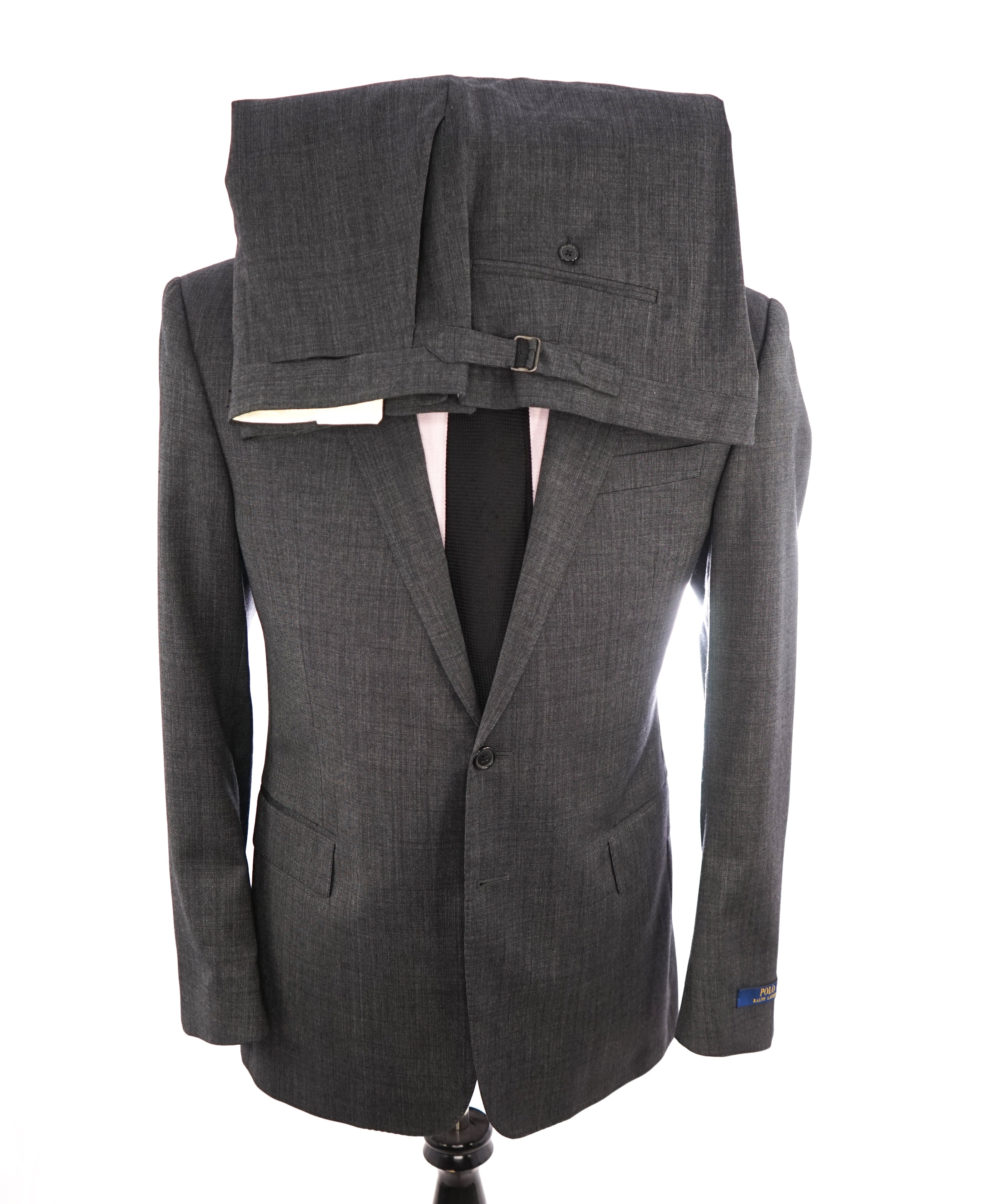 RALPH LAUREN BLUE LABEL "POLO" - Gray Wool Suit W Side Tabs - 42R 38W