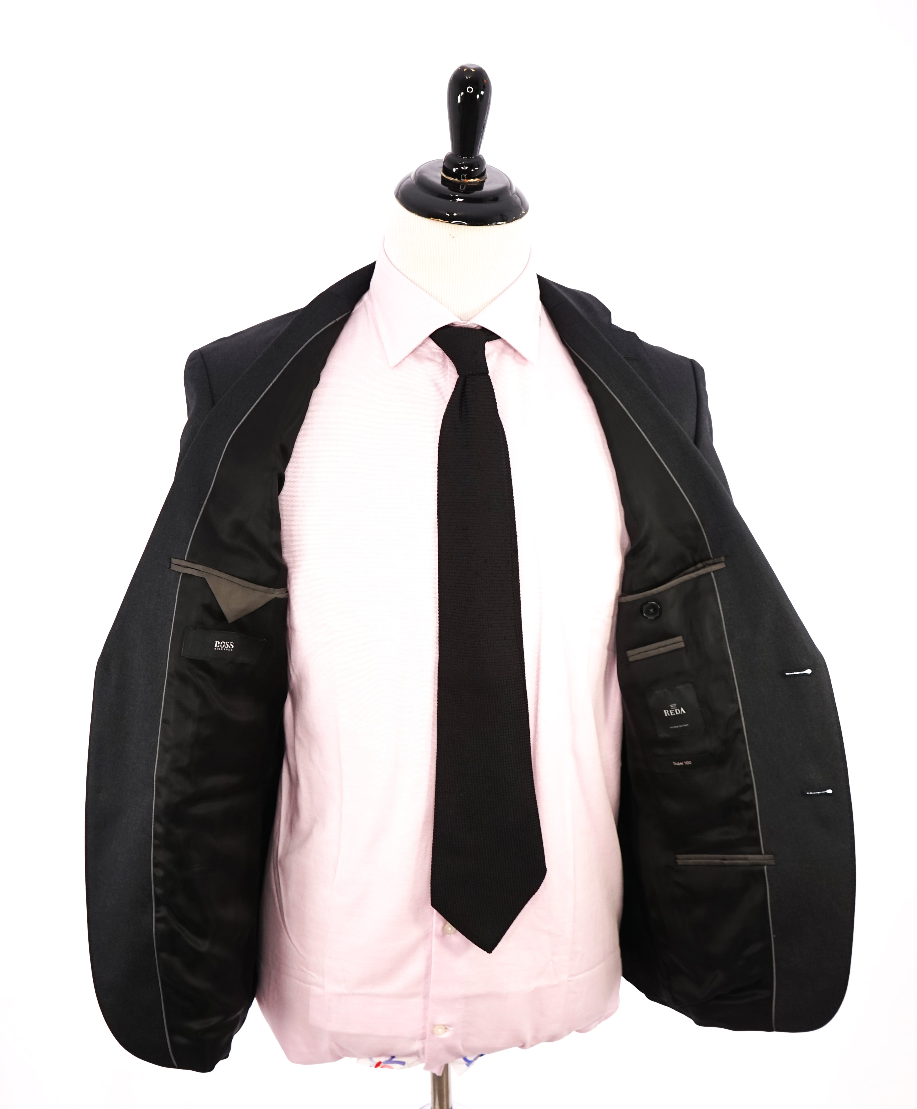 HUGO BOSS - "REDA Super100" Charcoal Gray Suit - 38S