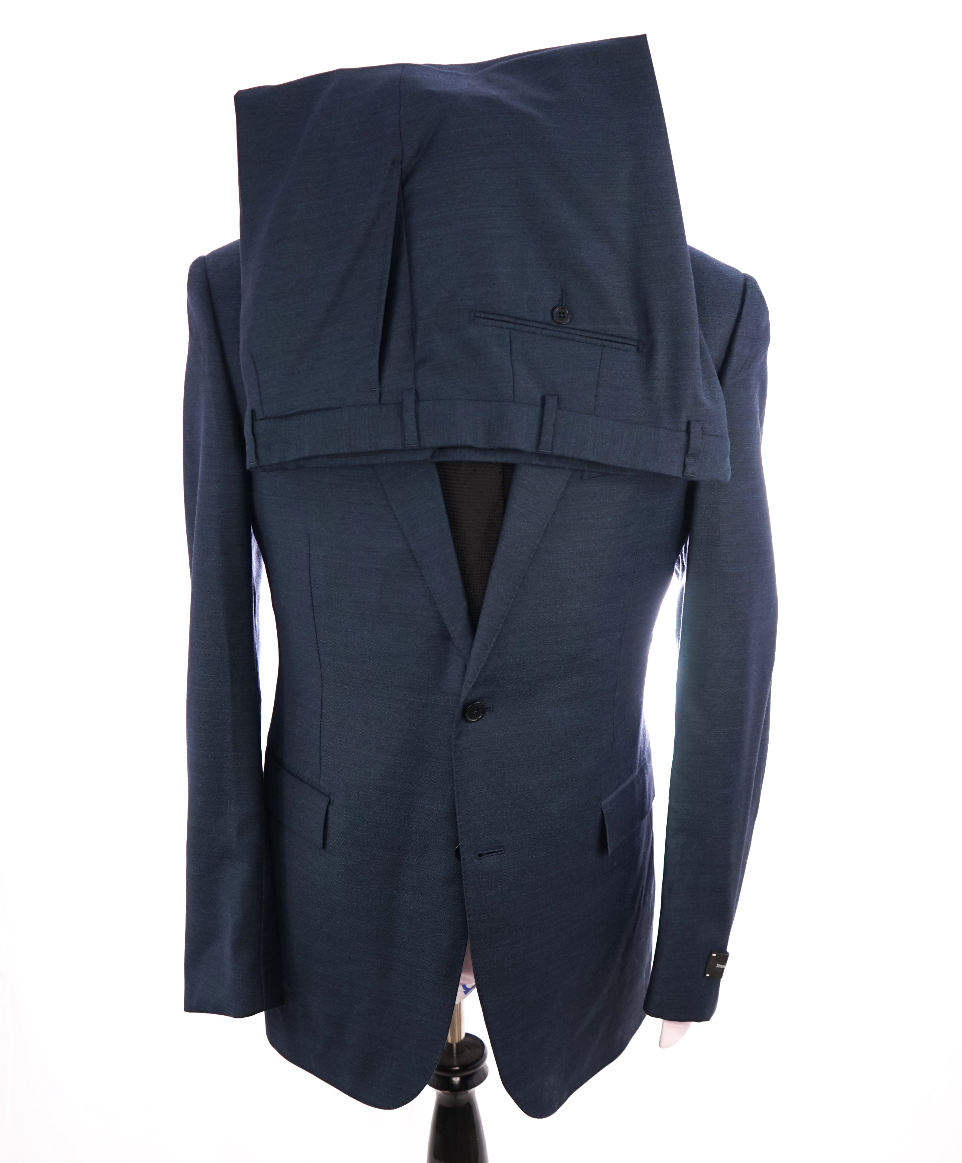 ERMENEGILDO ZEGNA -“ACHILLFARM" SILK Blend BLUE/GREEN Solid Suit - 44L
