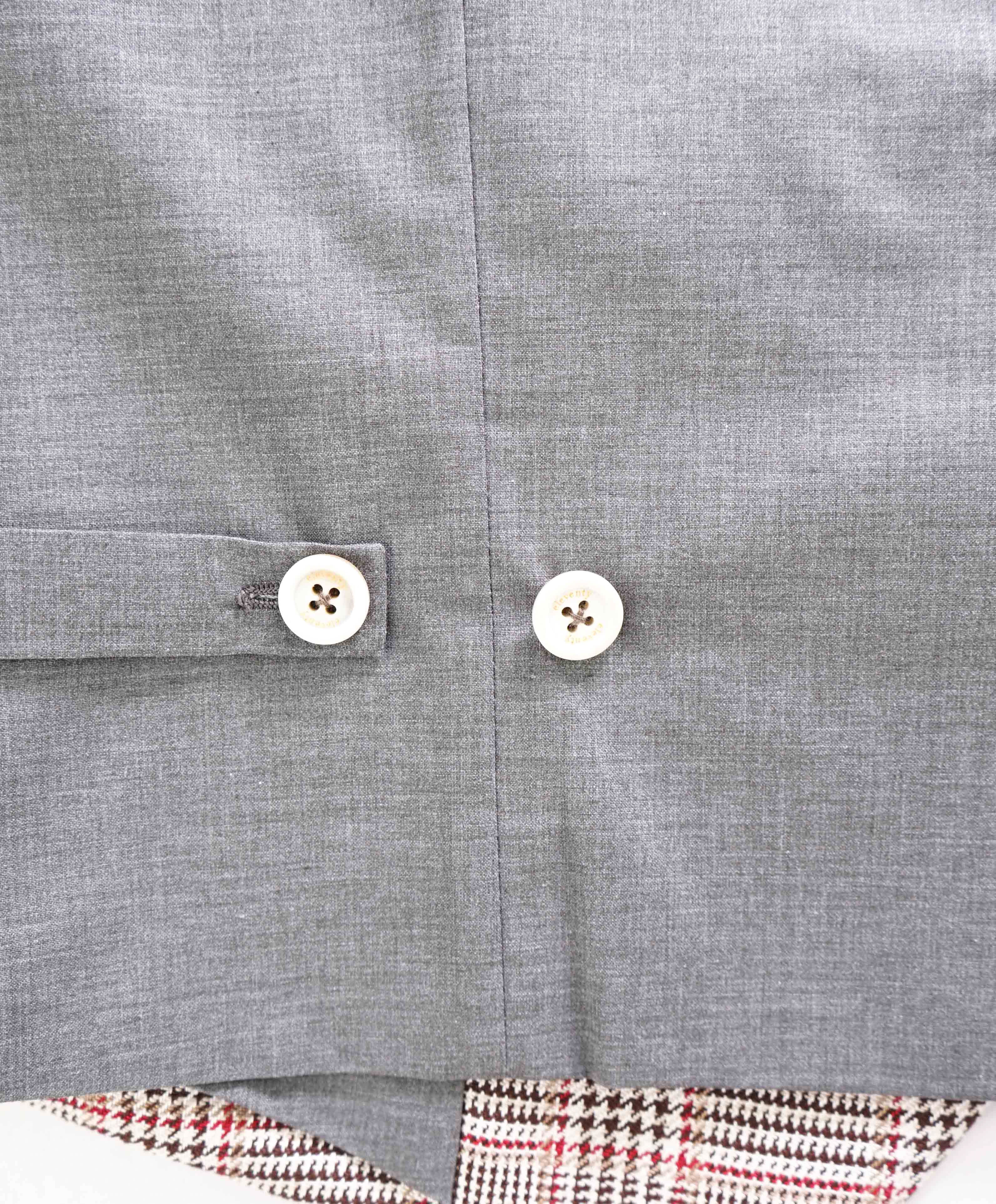 $645 ELEVENTY - *PURE SILK* Prince Wales Check Brown/Red Waistcoat Vest - 40R