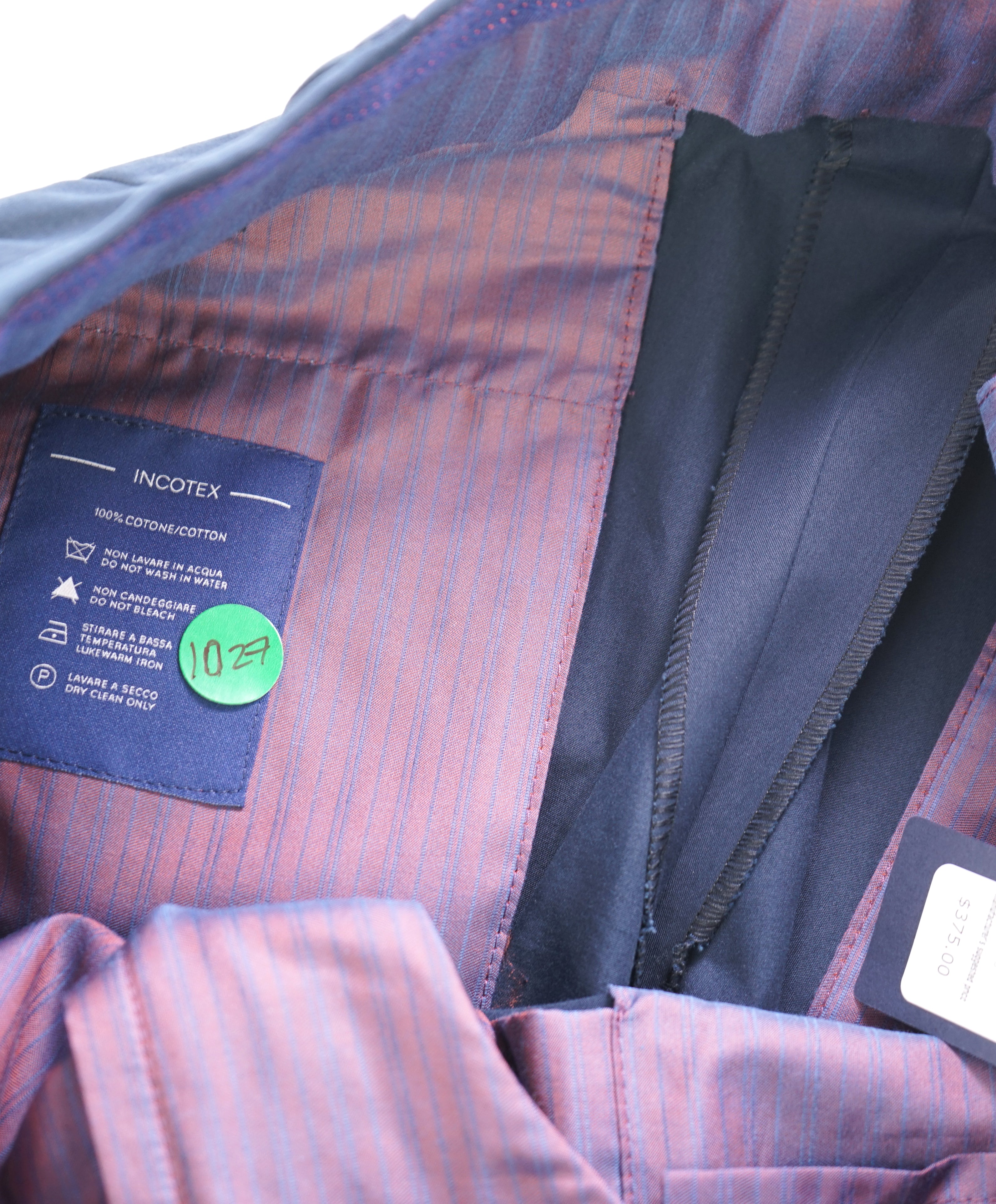 INCOTEX - PURE COTTON Flat Front Blue Premium Dress Pants - 34W
