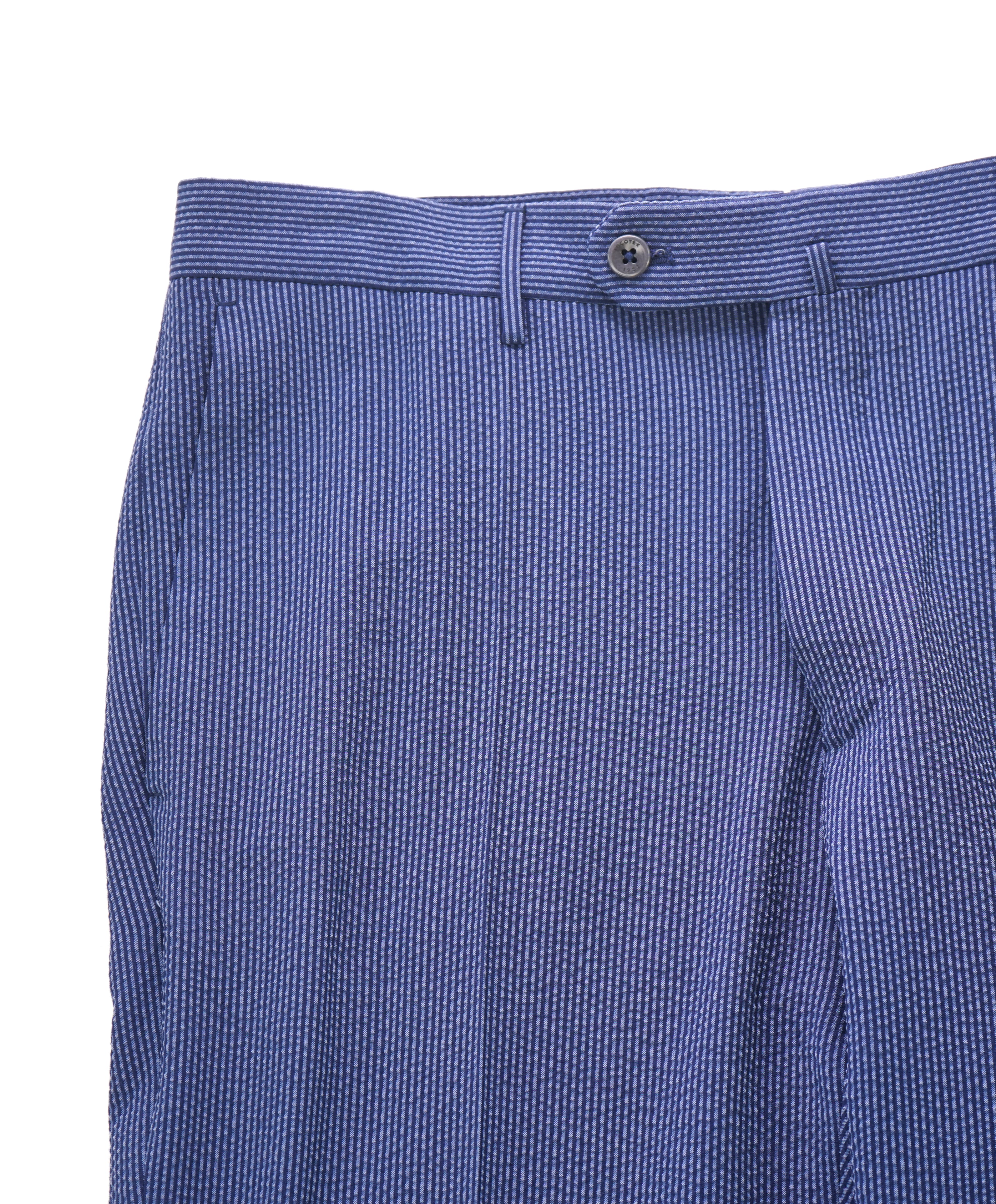 INCOTEX - "Modern Fit" Pattern M Seersucker Blue Cotton Dress Pants - 32W