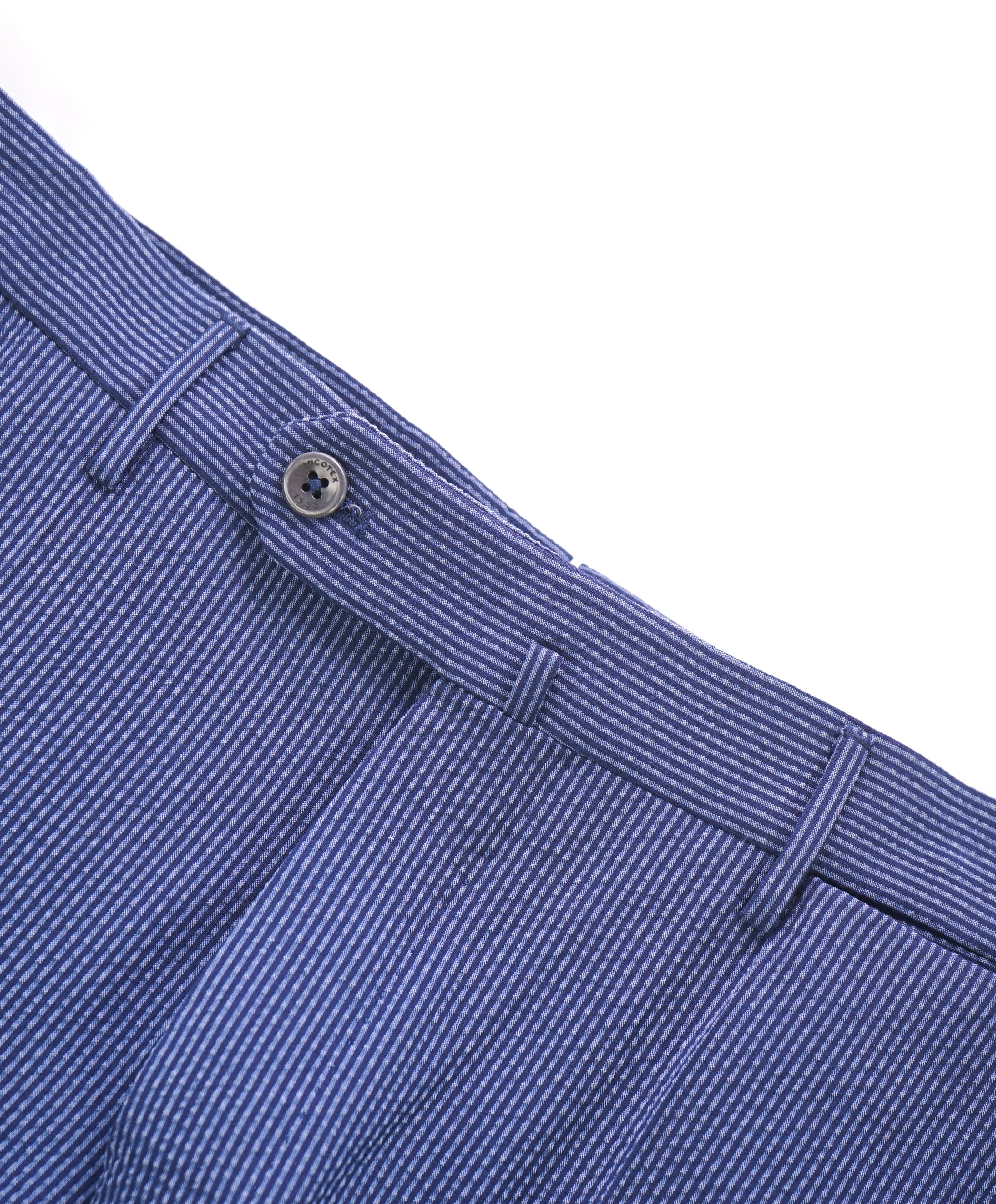 INCOTEX - "Modern Fit" Pattern M Seersucker Blue Cotton Dress Pants - 32W
