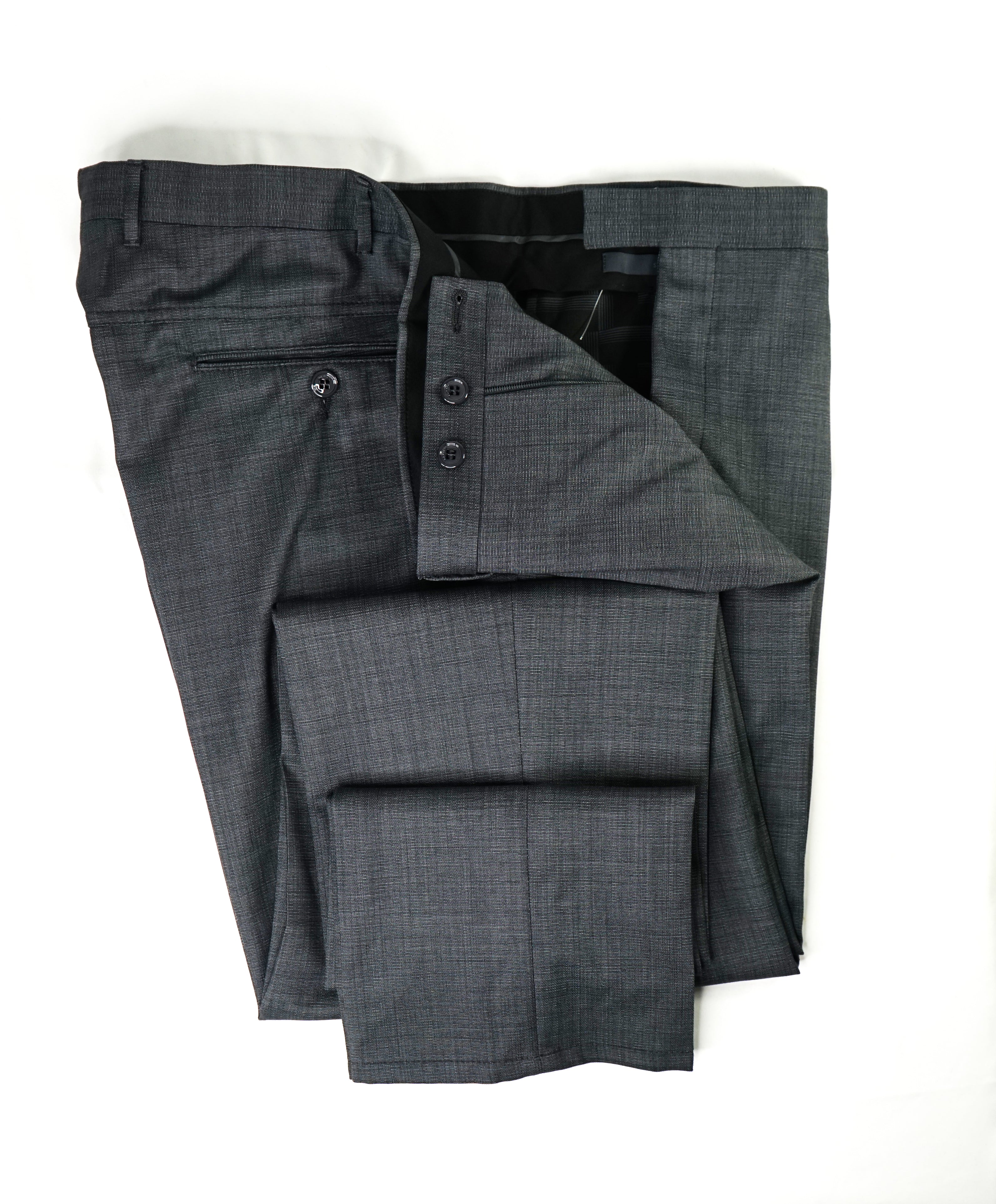 PAL ZILERI - 5-POCKET Gray Micro Check Textured Dress Pants - 40W