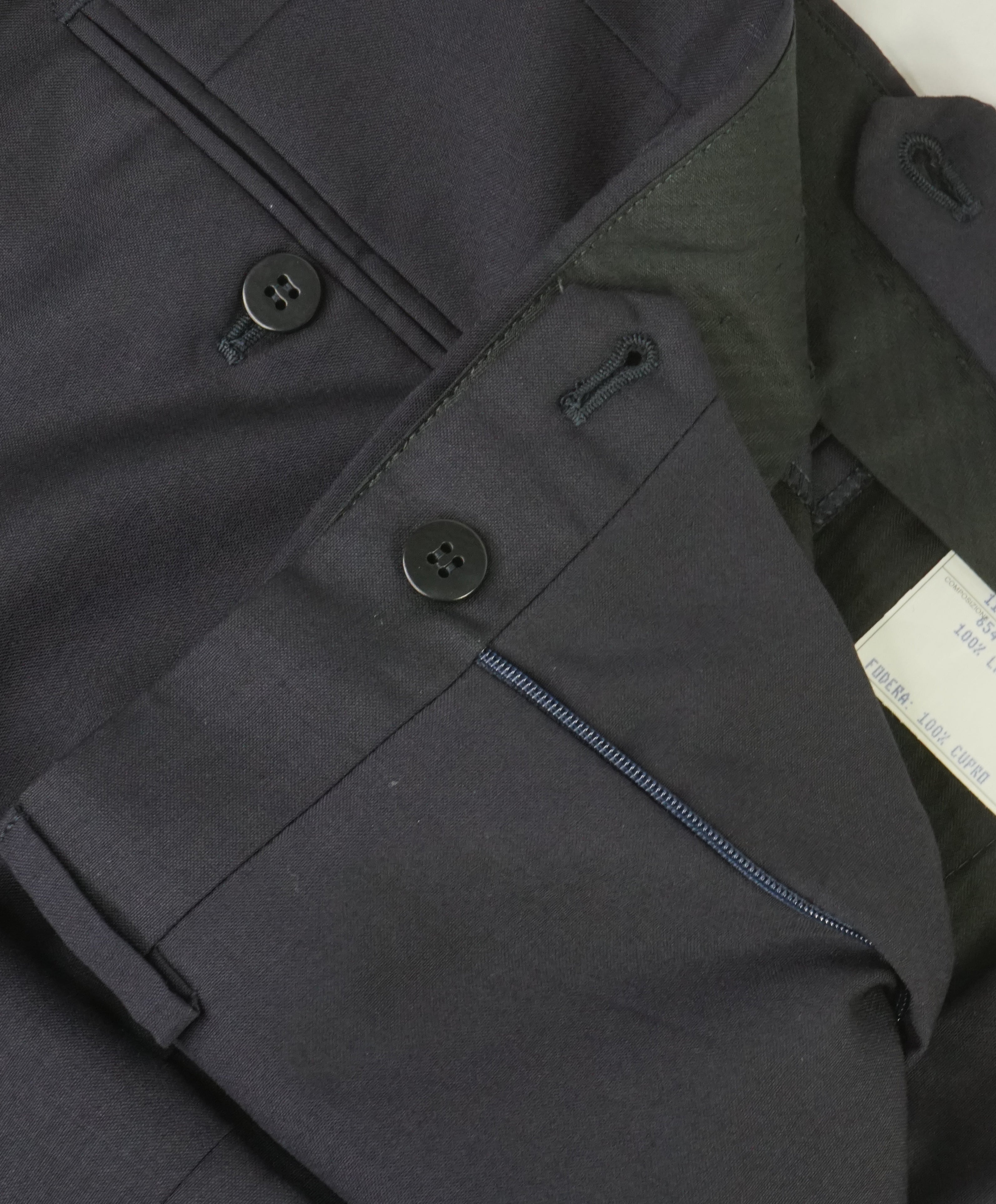 EIDOS - "ELONGATED WAIST TAB" Navy Pure Wool Dress Pants - 39W