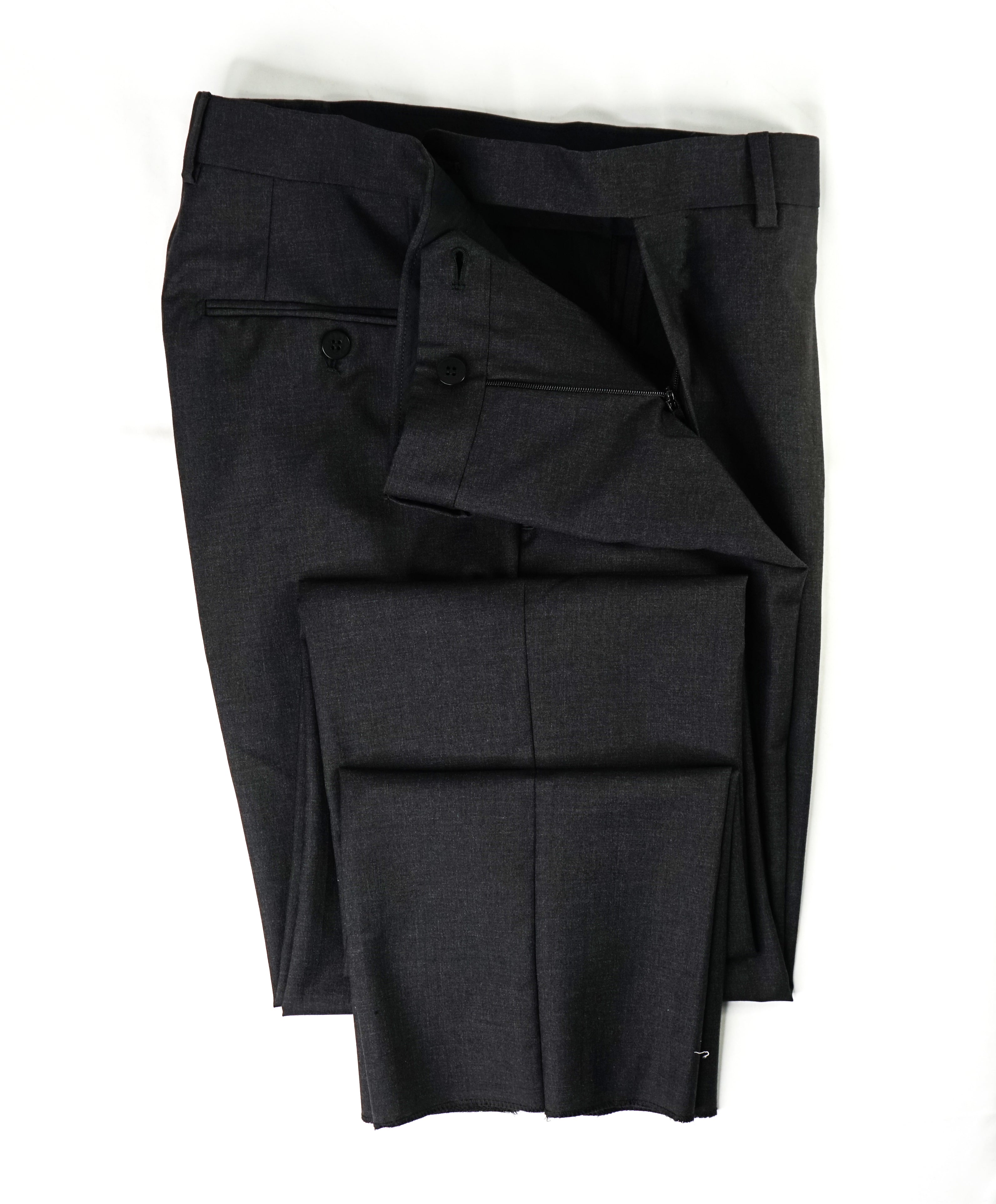 EIDOS - "ELONGATED WAIST TAB" Gray Charcoal Pure Wool Dress Pants - 32W