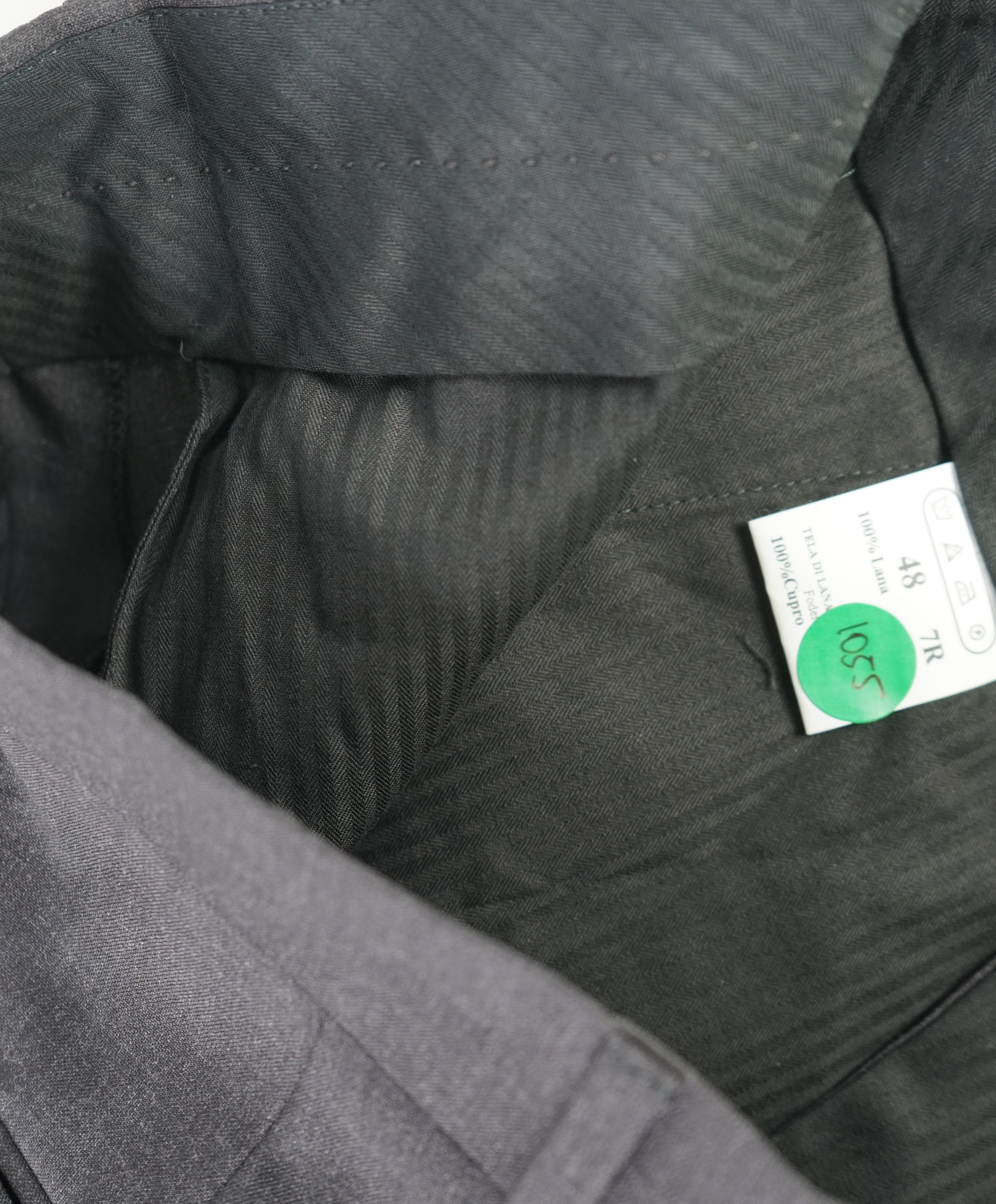 EIDOS - "ELONGATED WAIST TAB" Gray Charcoal Pure Wool Dress Pants - 32W