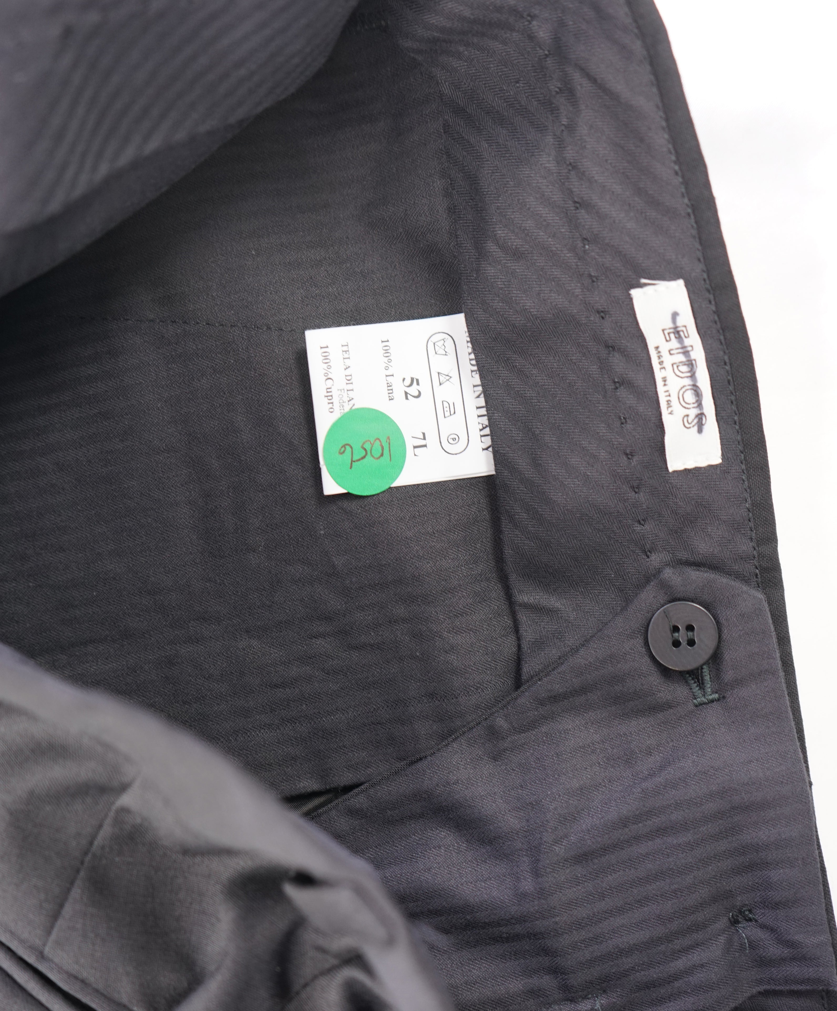 EIDOS - "ELONGATED WAIST TAB" Black Pure Wool Dress Pants - 35W