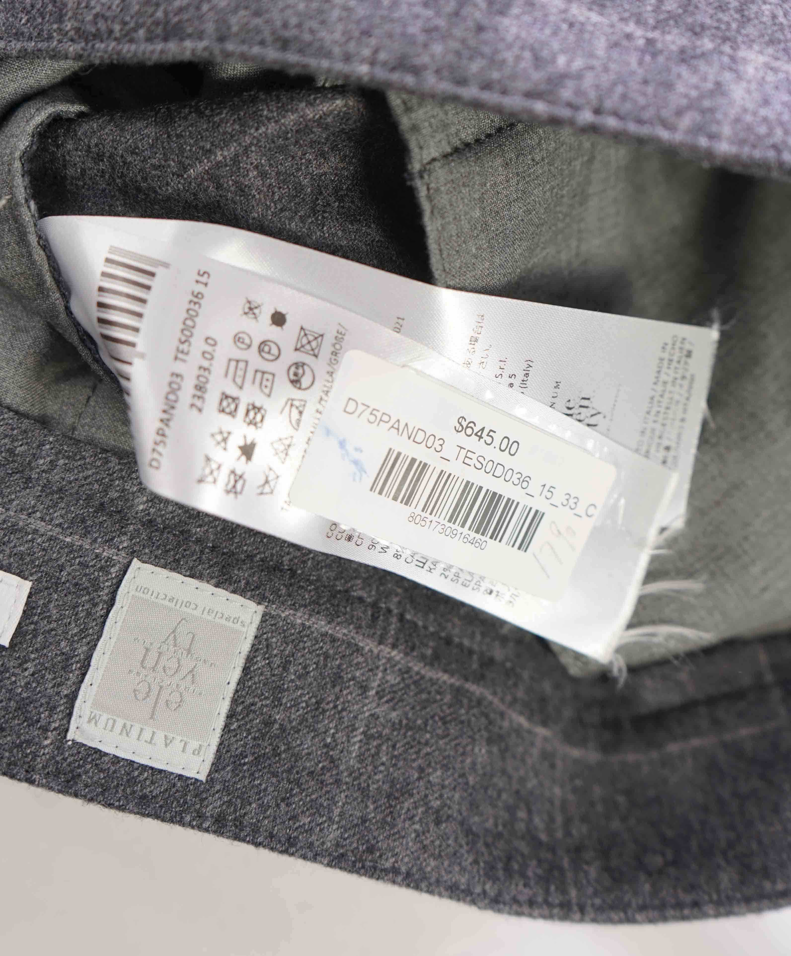 $695 ELEVENTY - *SIDE TAB* CASHMERE/WOOL Belted Neapolitan Dress Pant- 33W