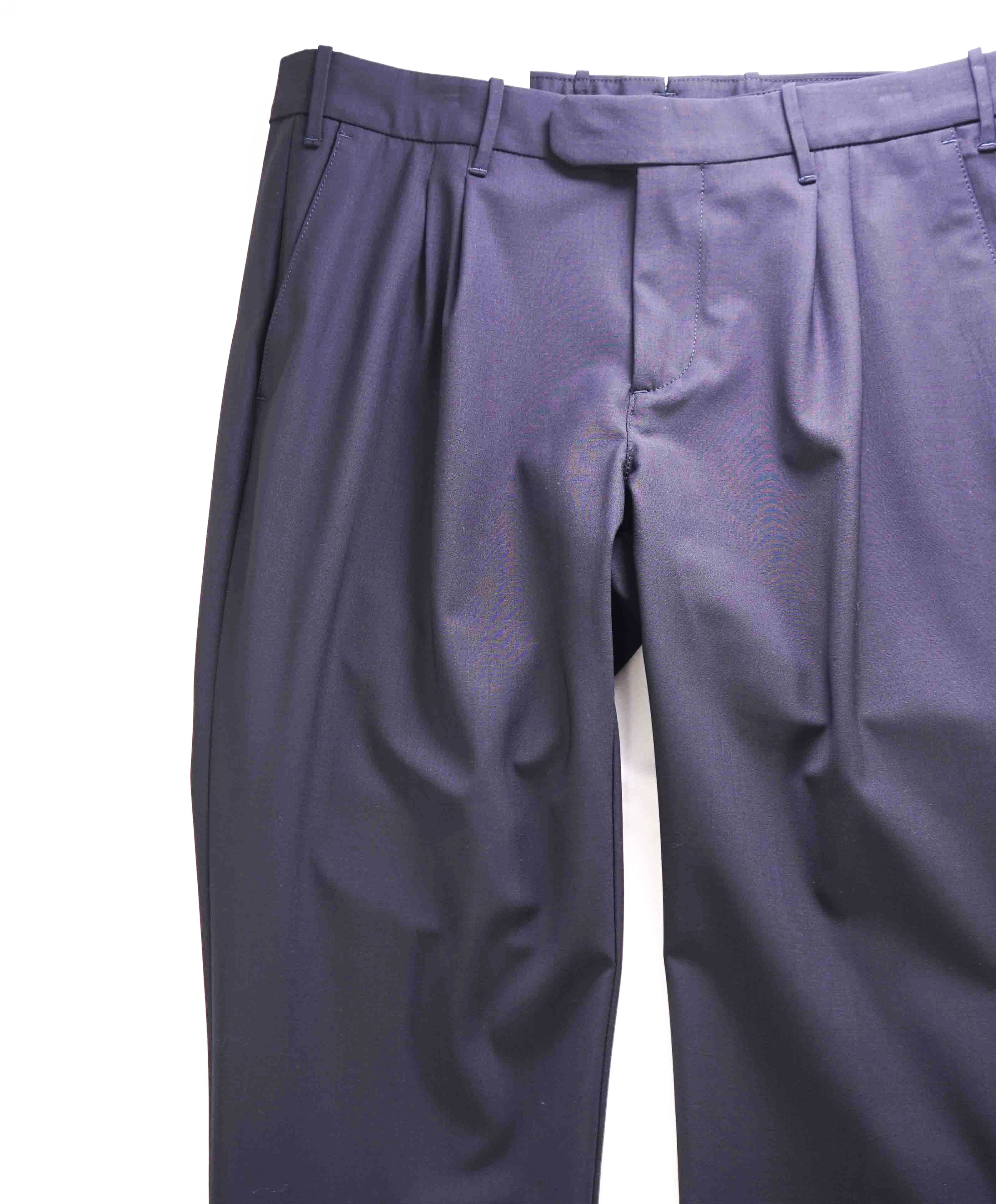 $545 ELEVENTY - Blue Navy WOOL *Closet Staple* Solid Dress Pants- 34W